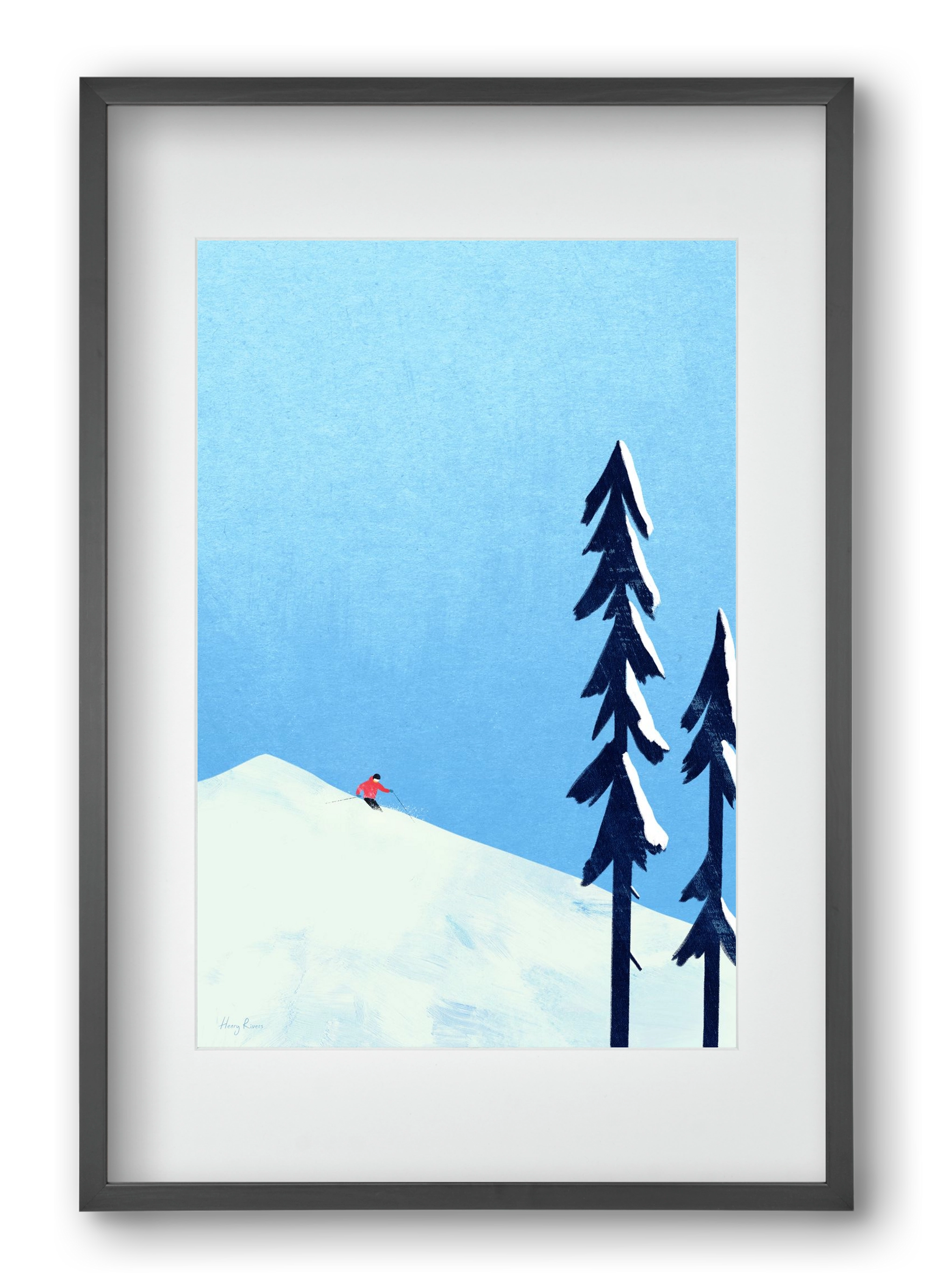 Ski Minimalism, 40x60 cm (30x45 cm), Fekete keret, paszpartuval