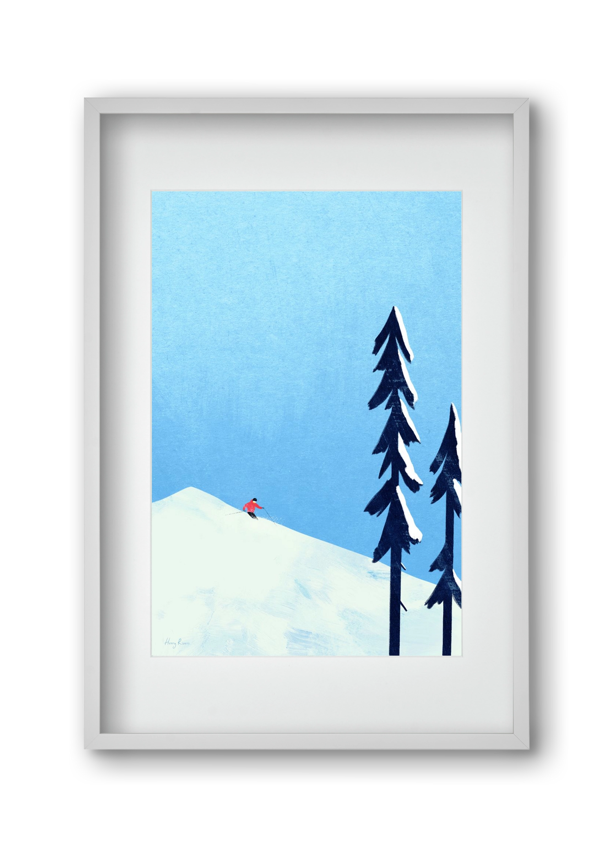 Ski Minimalism, 30x45 cm (20x30 cm), Fehér keret, paszpartuval