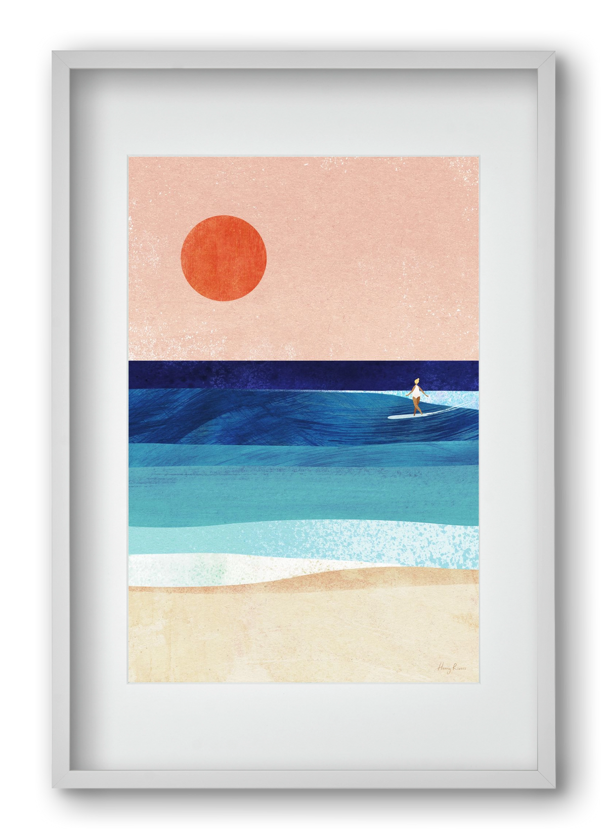 Surf Girl, 40x60 cm (30x45 cm), Fehér keret, paszpartuval