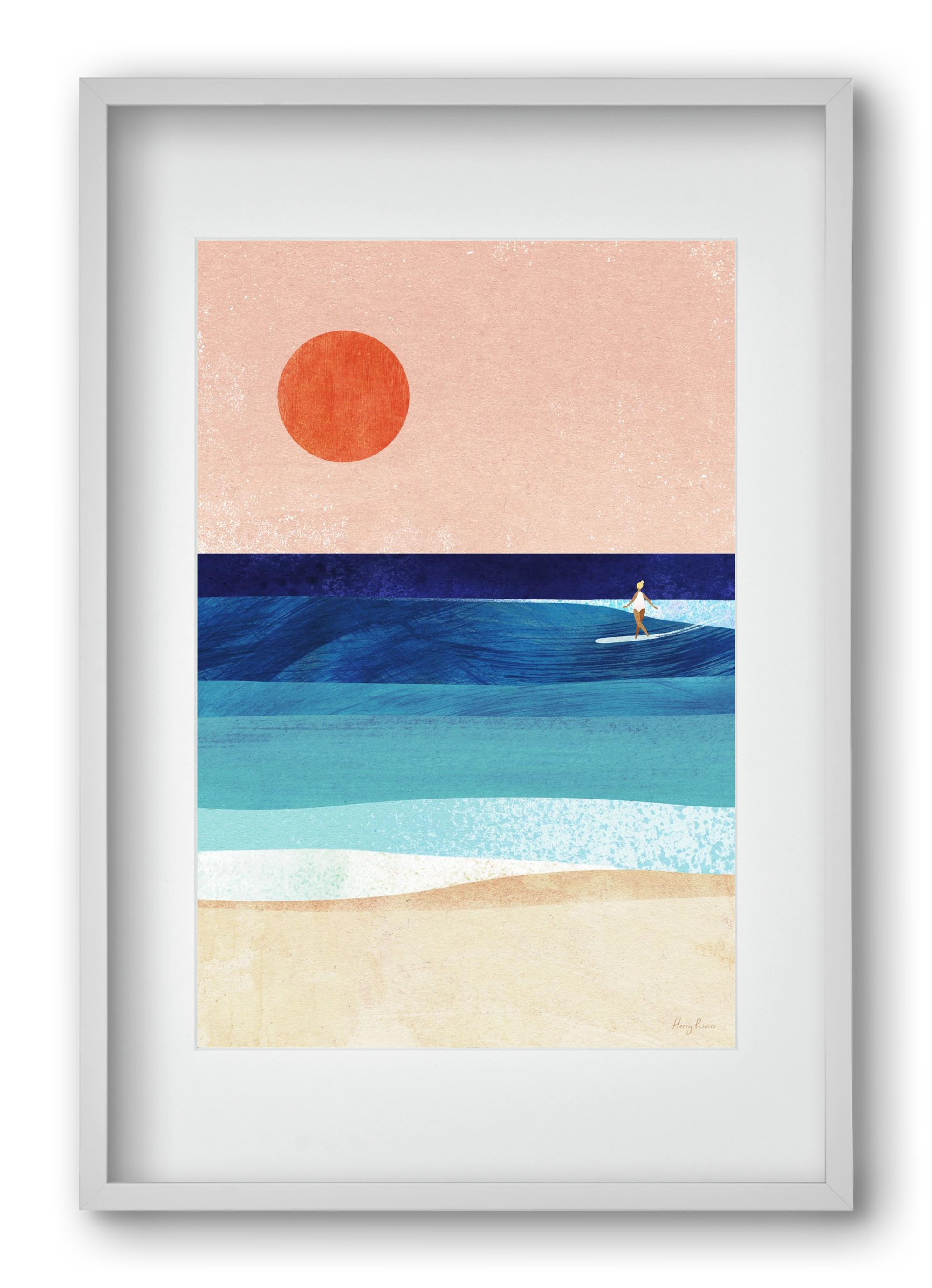 Surf Girl, 40x60 cm (30x45 cm), Fehér keret, paszpartuval