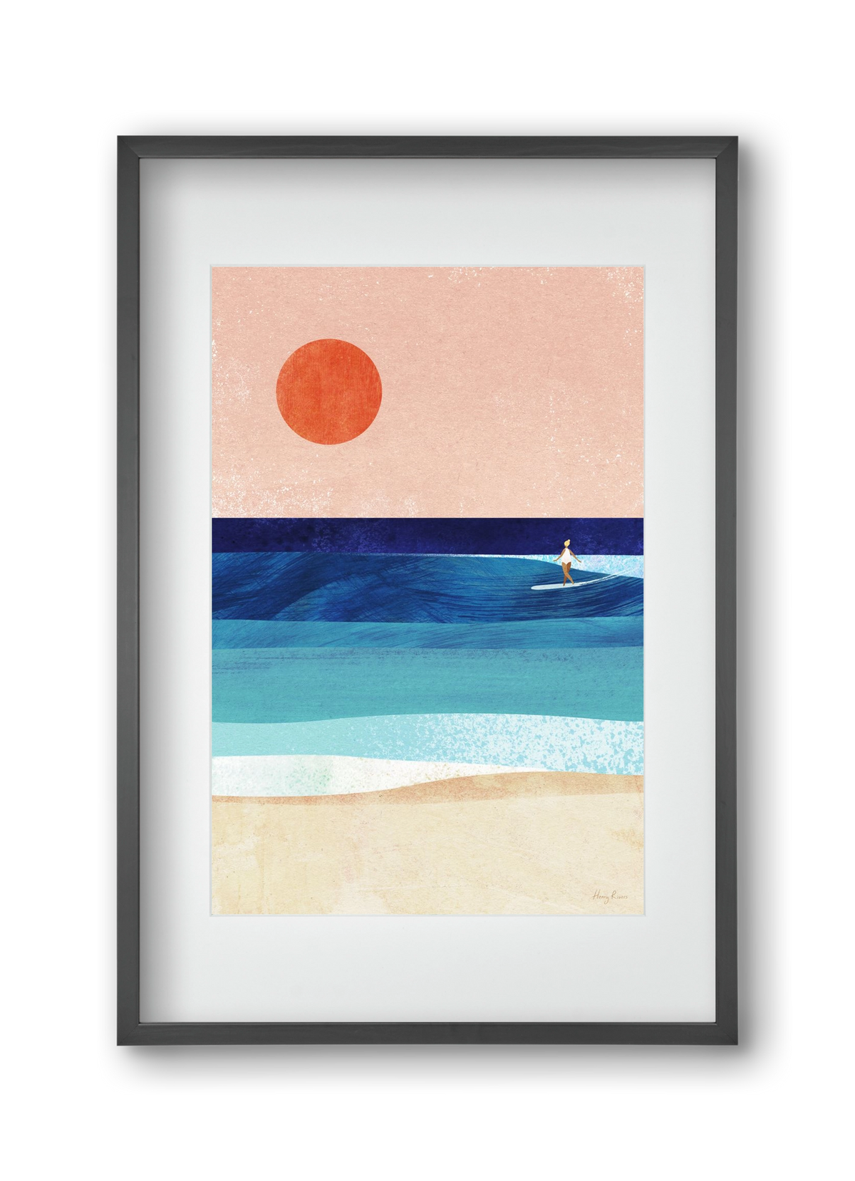 Surf Girl, 30x45 cm (20x30 cm), Fekete keret, paszpartuval