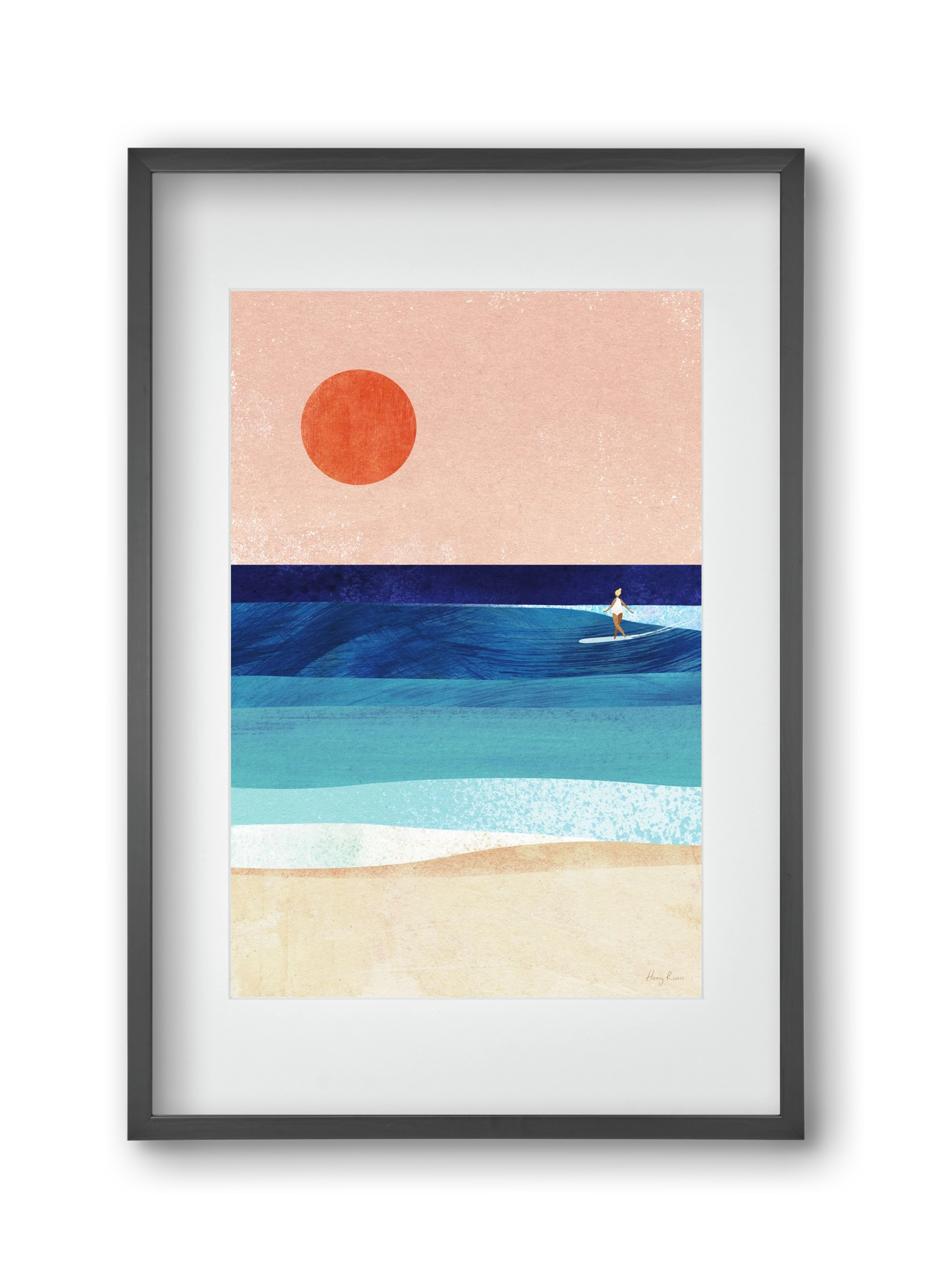 Surf Girl, 30x45 cm (20x30 cm), Fekete keret, paszpartuval