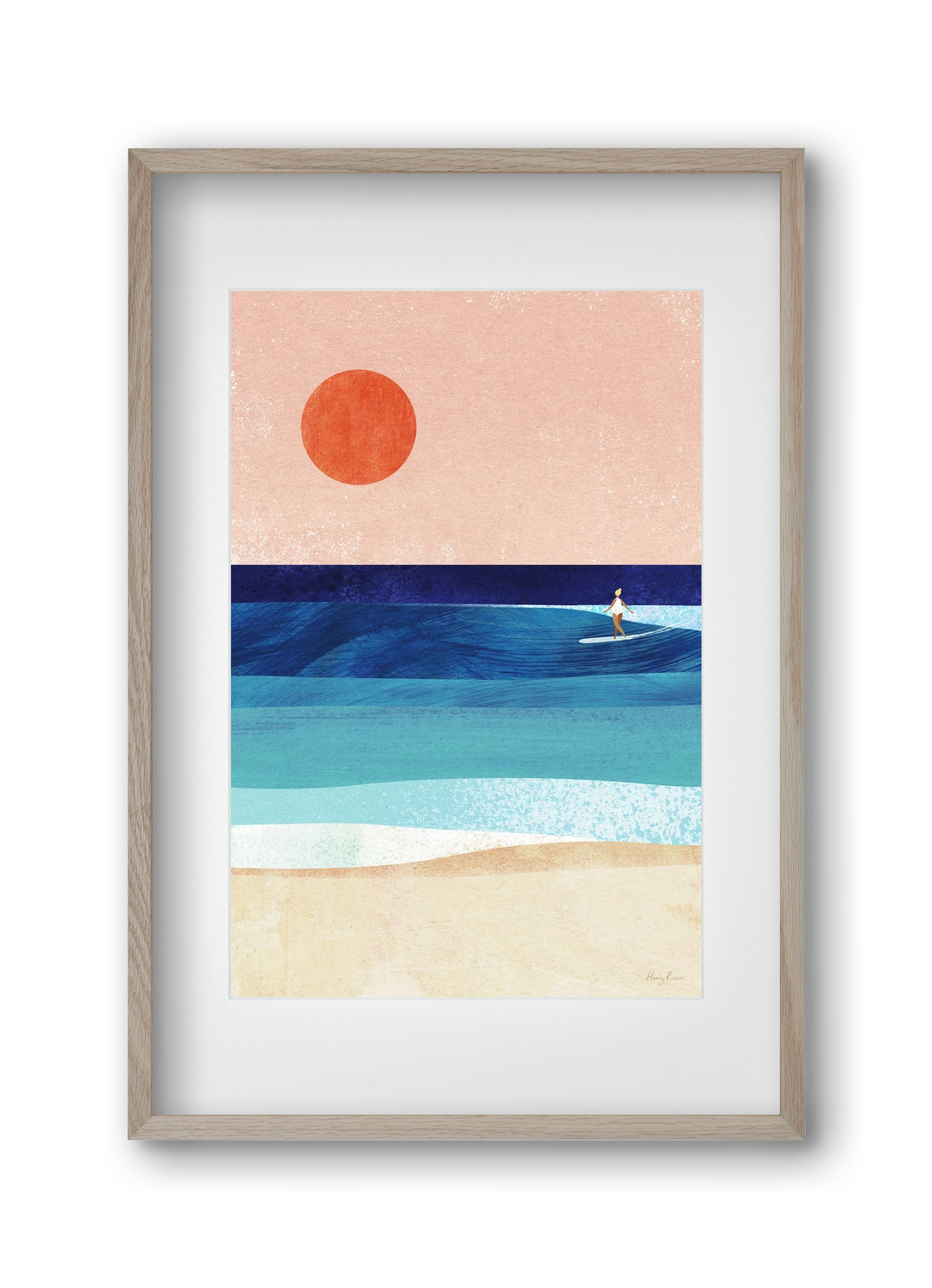 Surf Girl, 30x45 cm (20x30 cm), Tölgy keret, paszpartuval