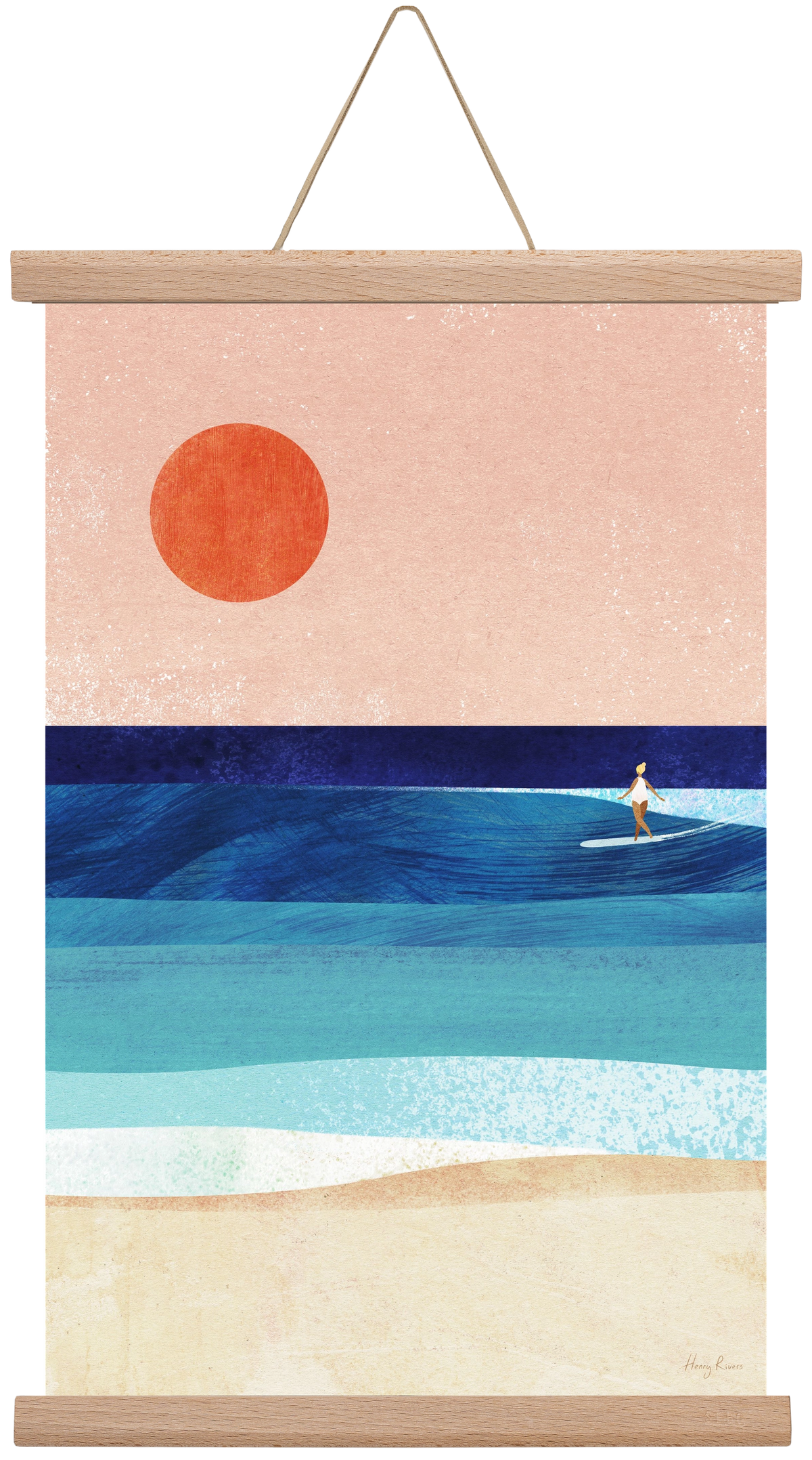 Surf Girl, 30x45 cm (30x45 cm), Tölgy akasztó