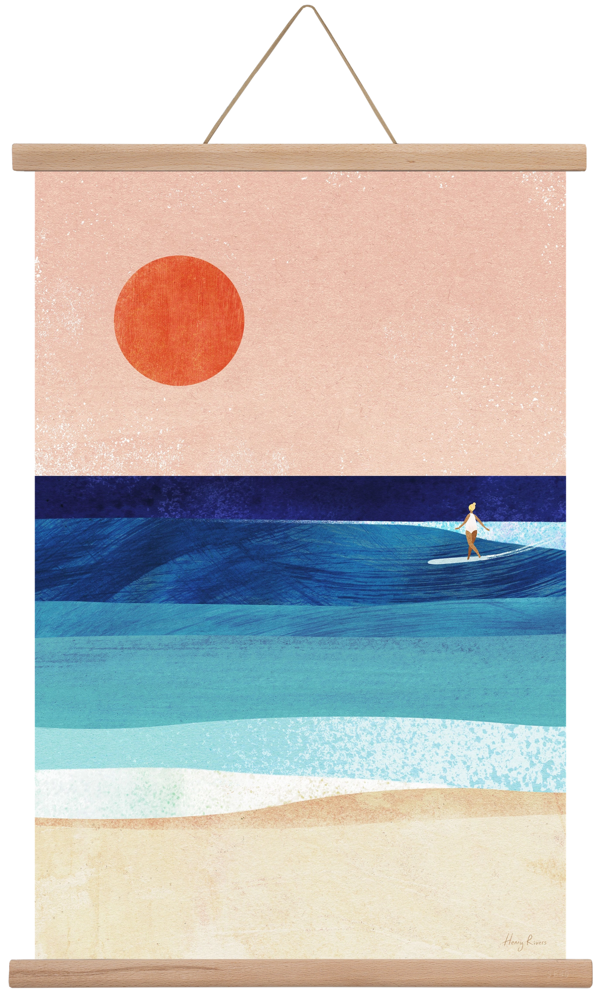 Surf Girl, 40x60 cm (40x60 cm), Tölgy akasztó