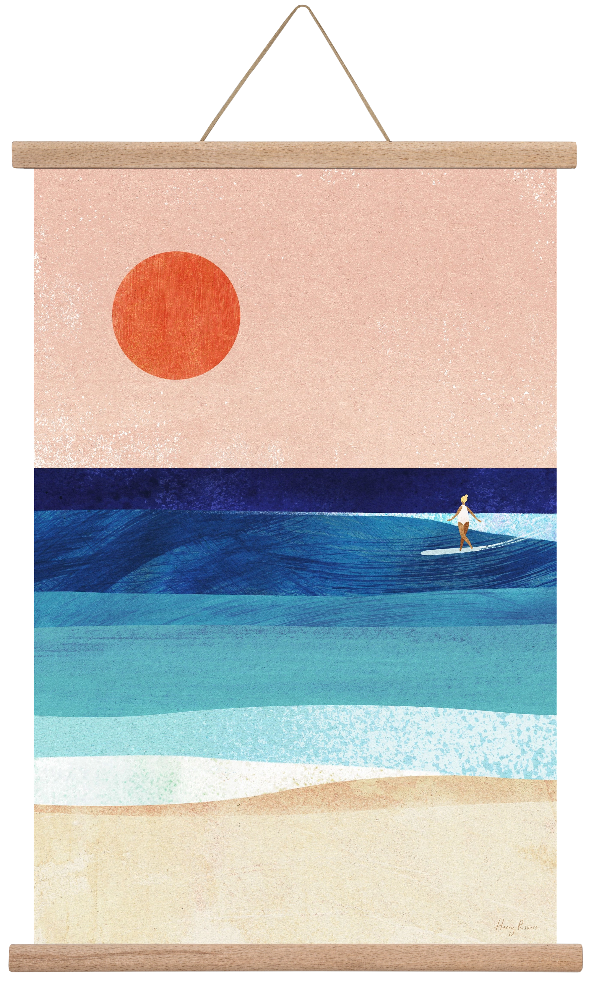 Surf Girl, 40x60 cm (40x60 cm), Tölgy akasztó