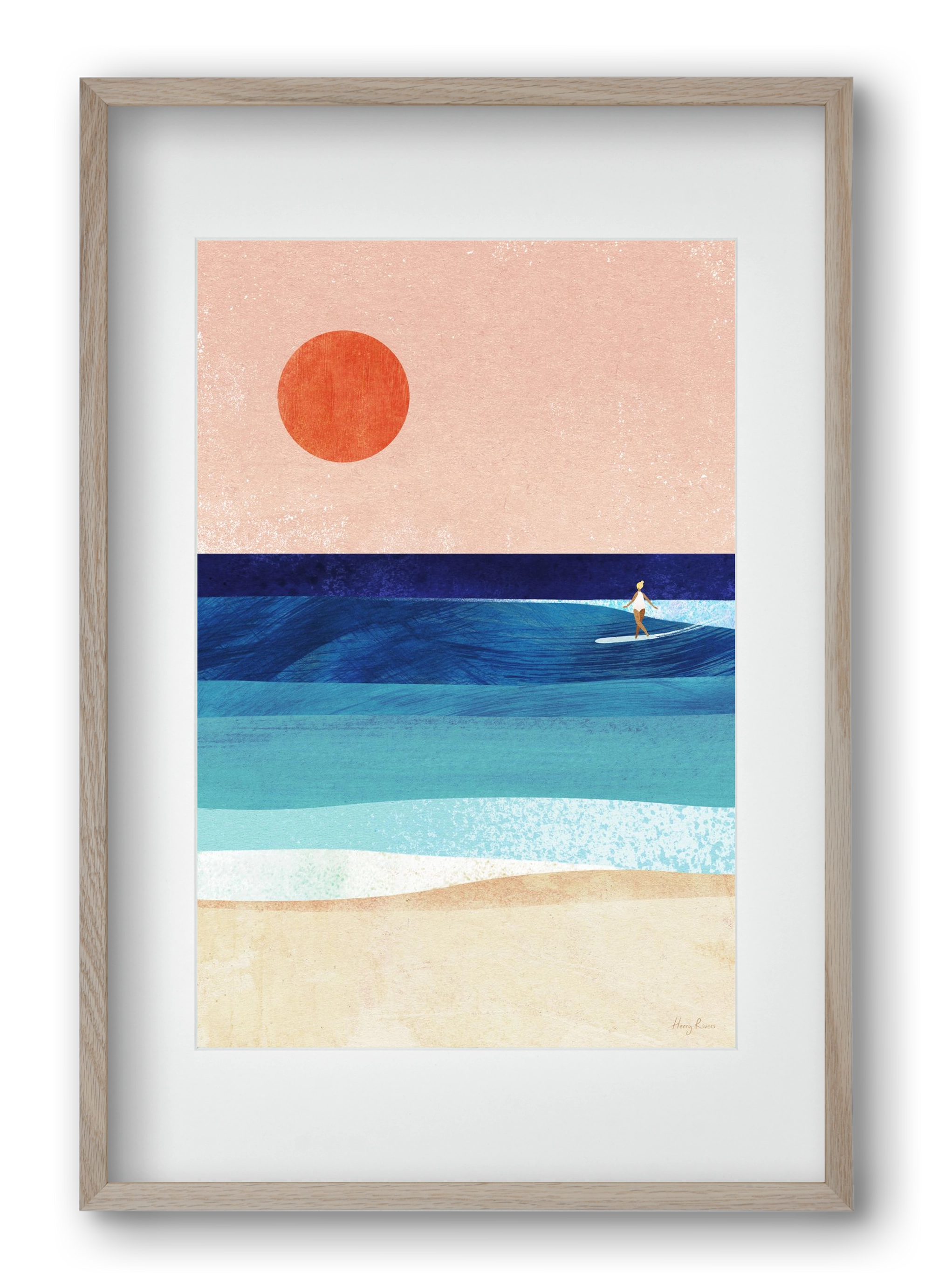 Surf Girl, 40x60 cm (30x45 cm), Tölgy keret, paszpartuval