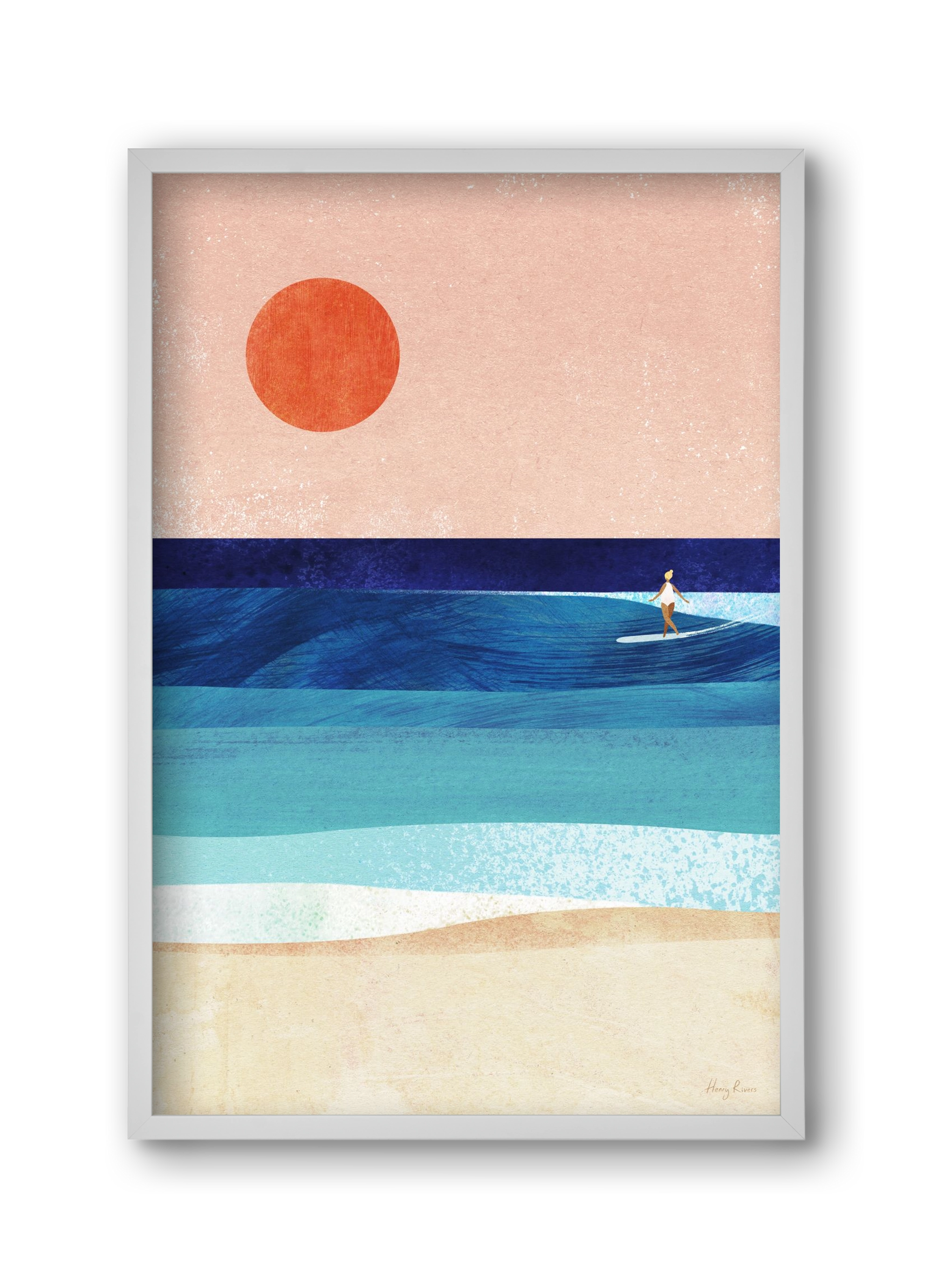 Surf Girl, 30x45 cm (30x45 cm), Fehér keret