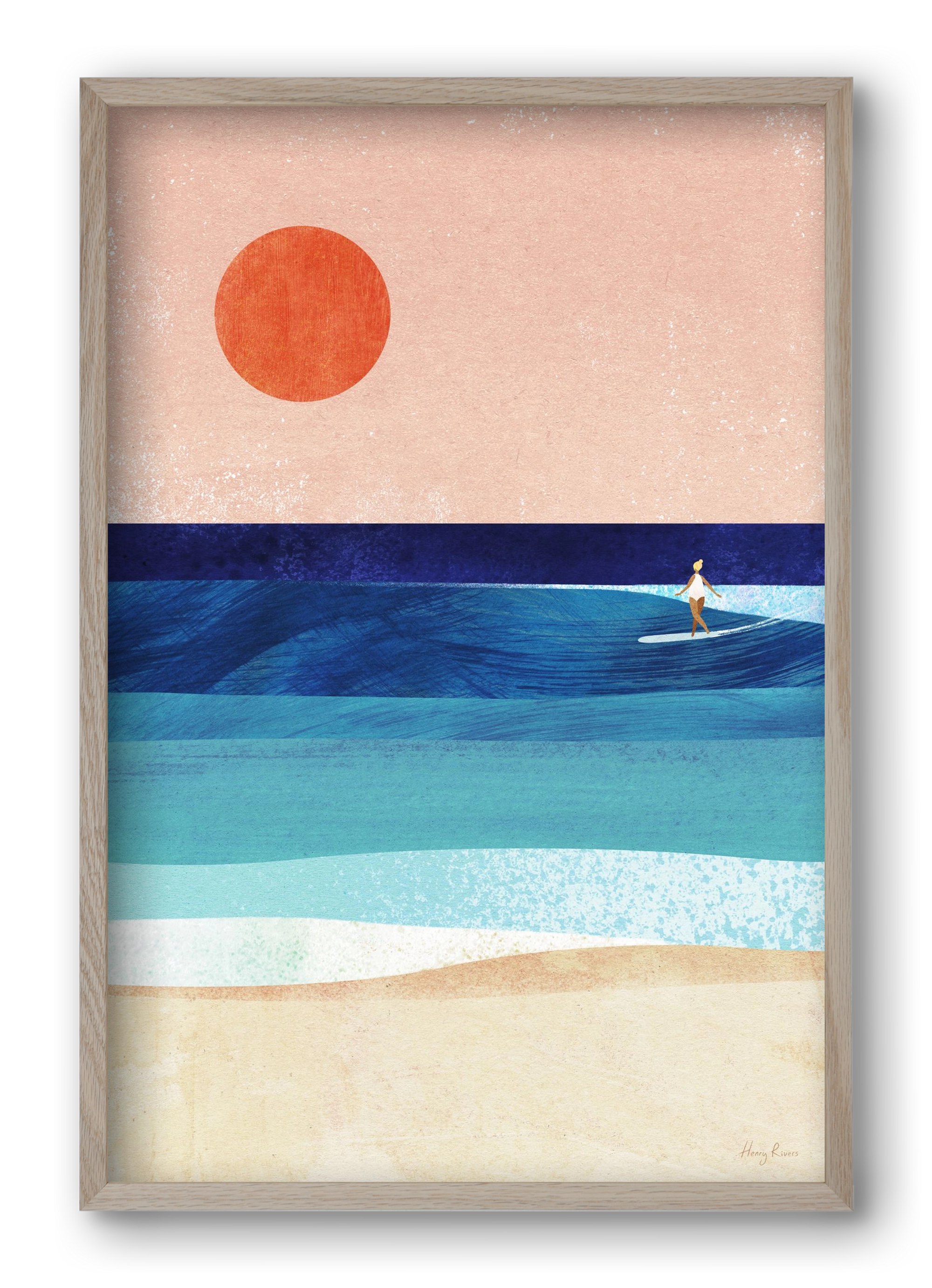 Surf Girl, 40x60 cm (40x60 cm), Tölgy keret