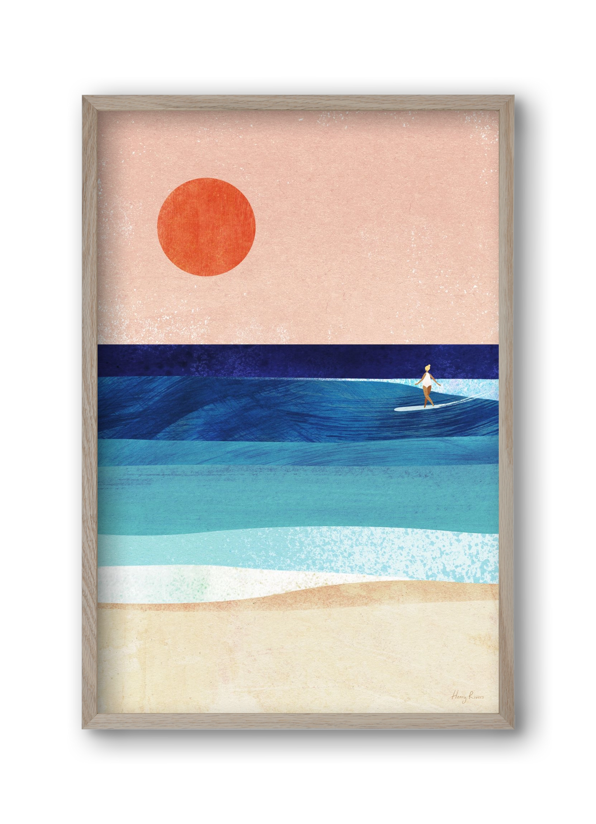 Surf Girl, 30x45 cm (30x45 cm), Tölgy keret