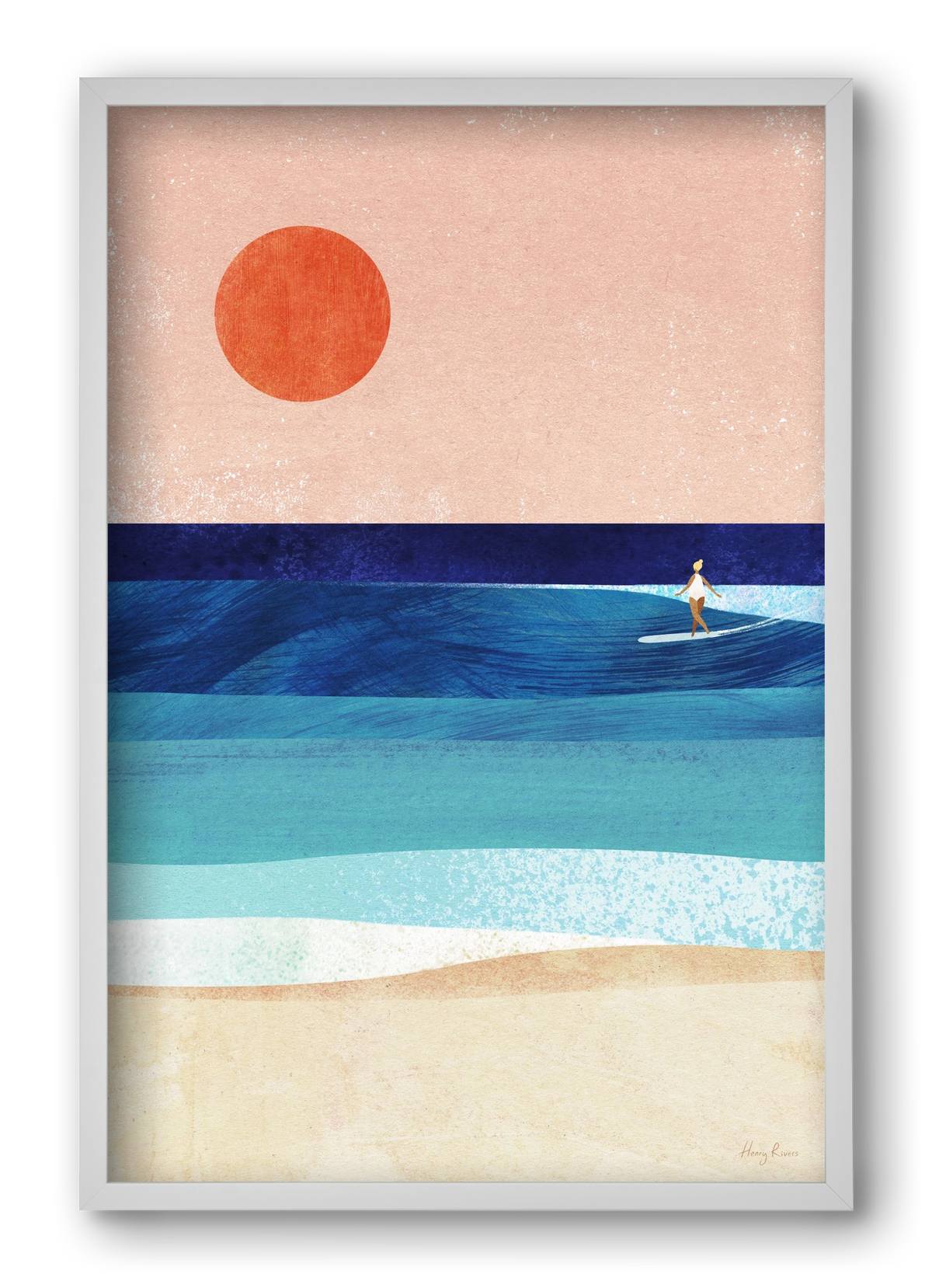 Surf Girl, 40x60 cm (40x60 cm), Fehér keret