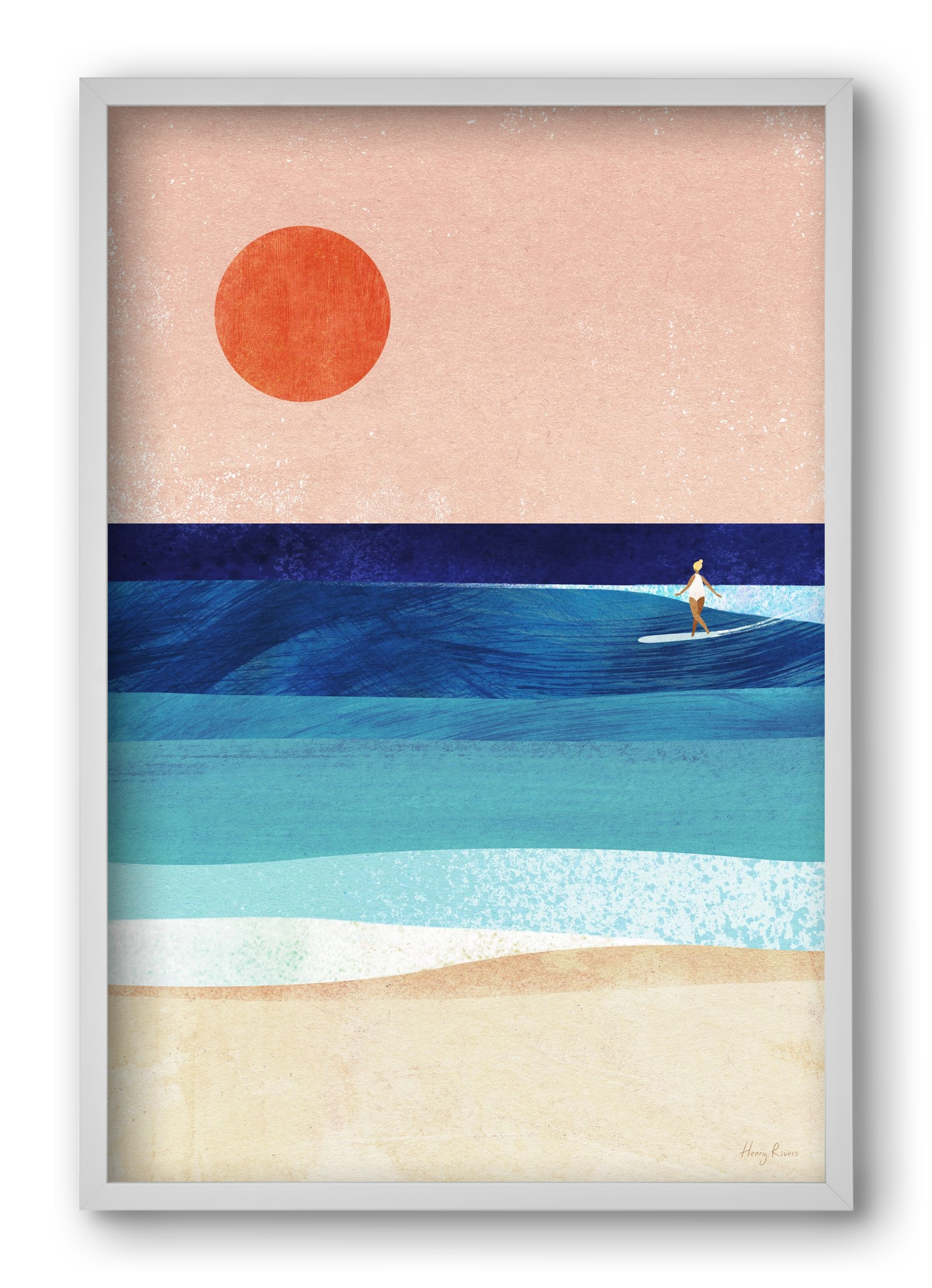 Surf Girl, 40x60 cm (40x60 cm), Fehér keret