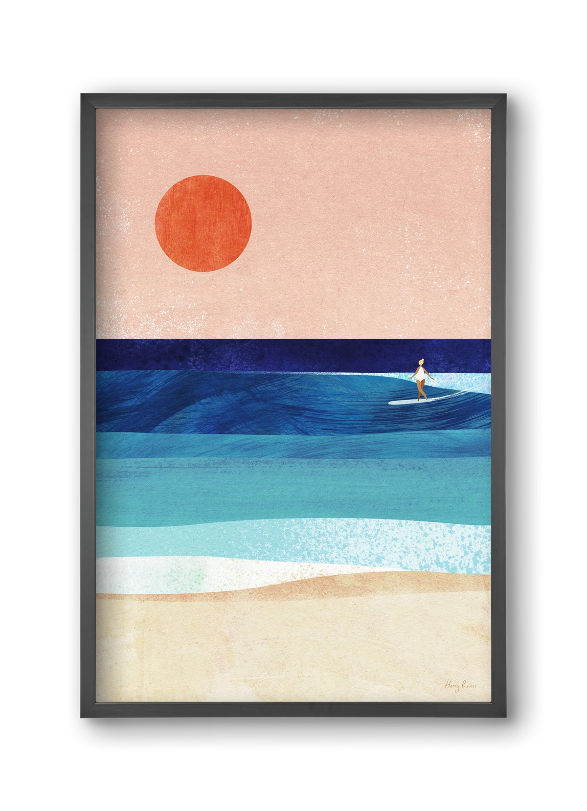 Surf Girl, 30x45 cm (30x45 cm), Fekete keret