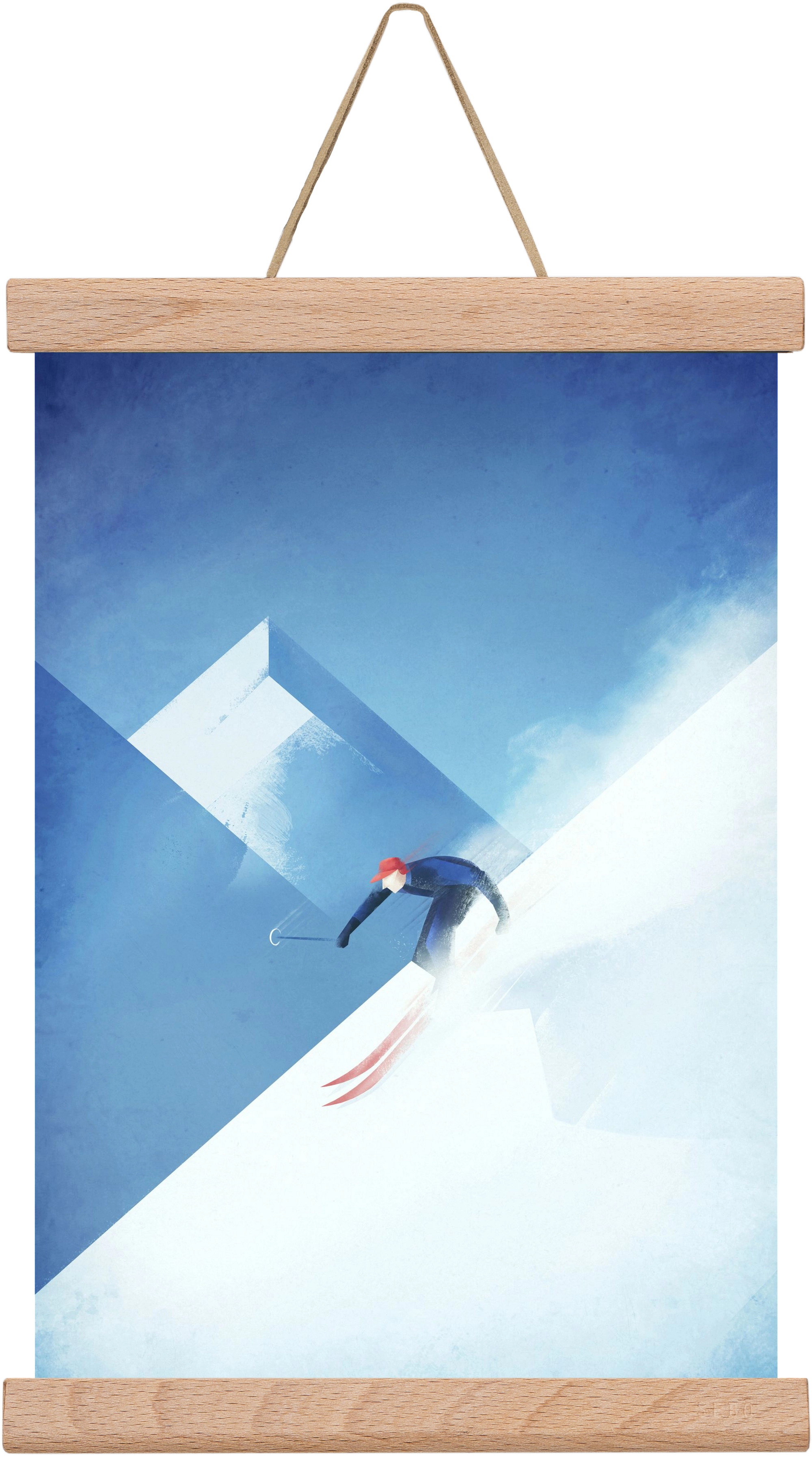 Skier, 20x30 cm (20x30 cm), Tölgy akasztó