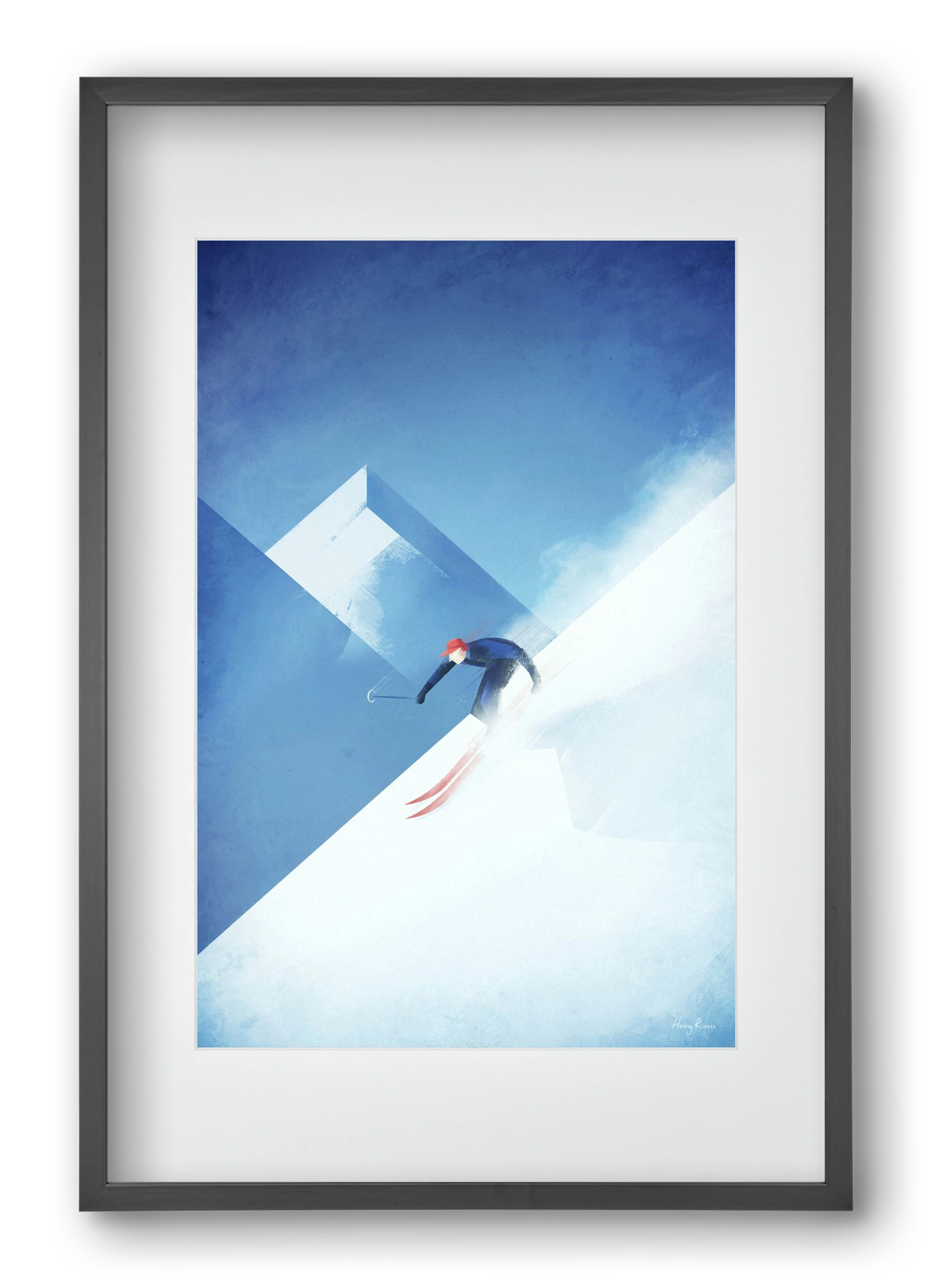 Skier, 40x60 cm (30x45 cm), Fekete keret, paszpartuval