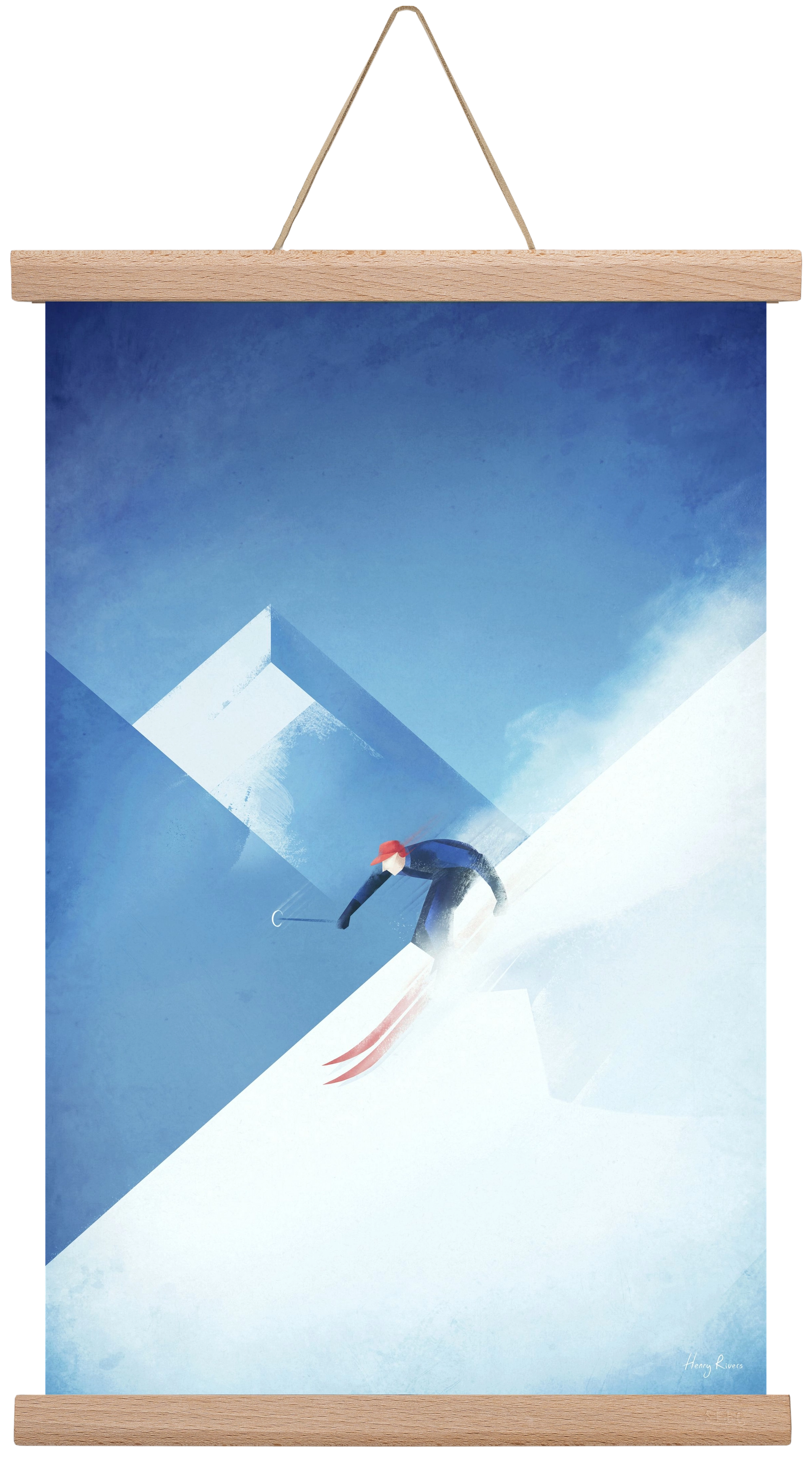 Skier, 30x45 cm (30x45 cm), Tölgy akasztó
