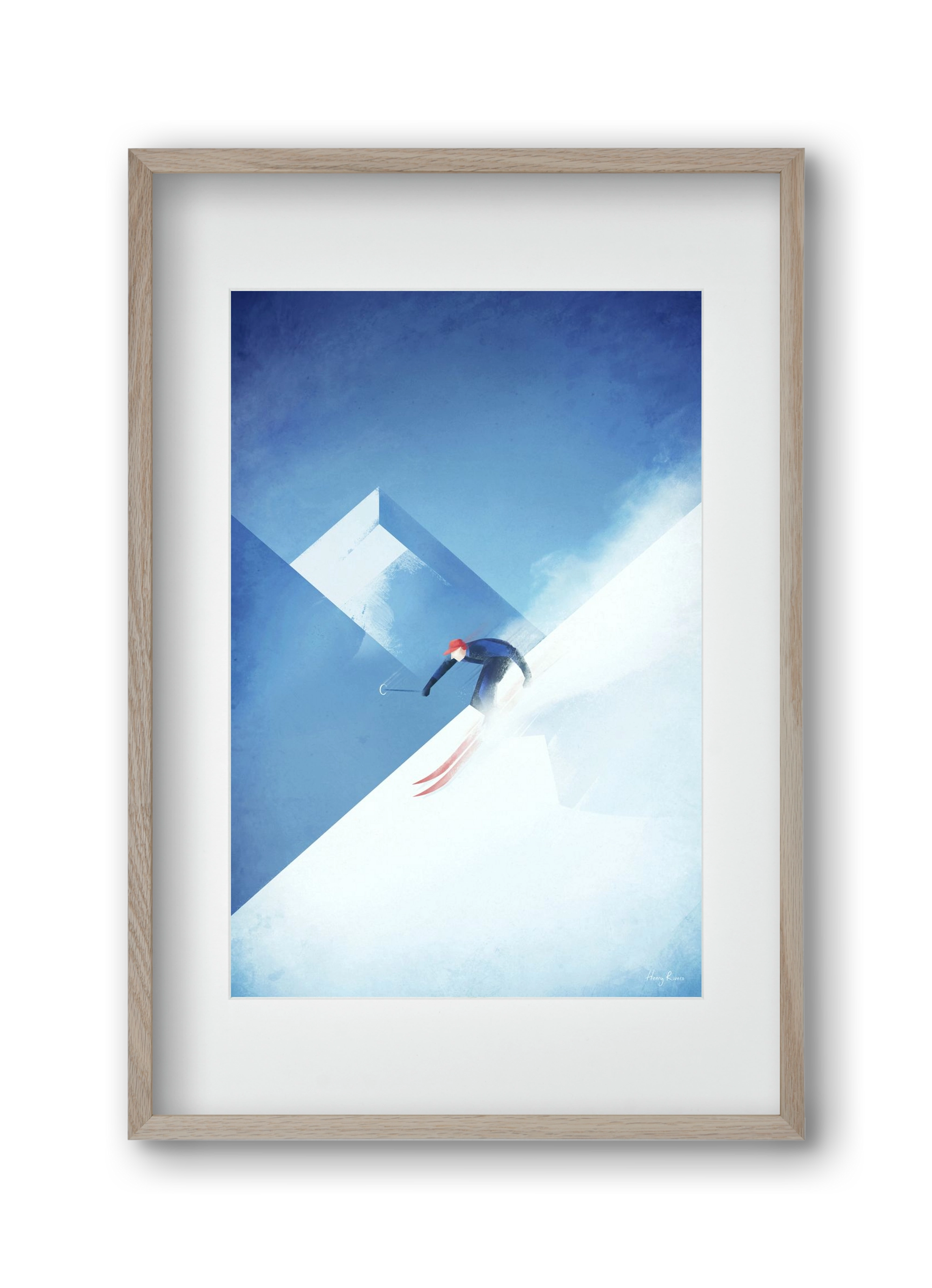 Skier, 30x45 cm (20x30 cm), Tölgy keret, paszpartuval