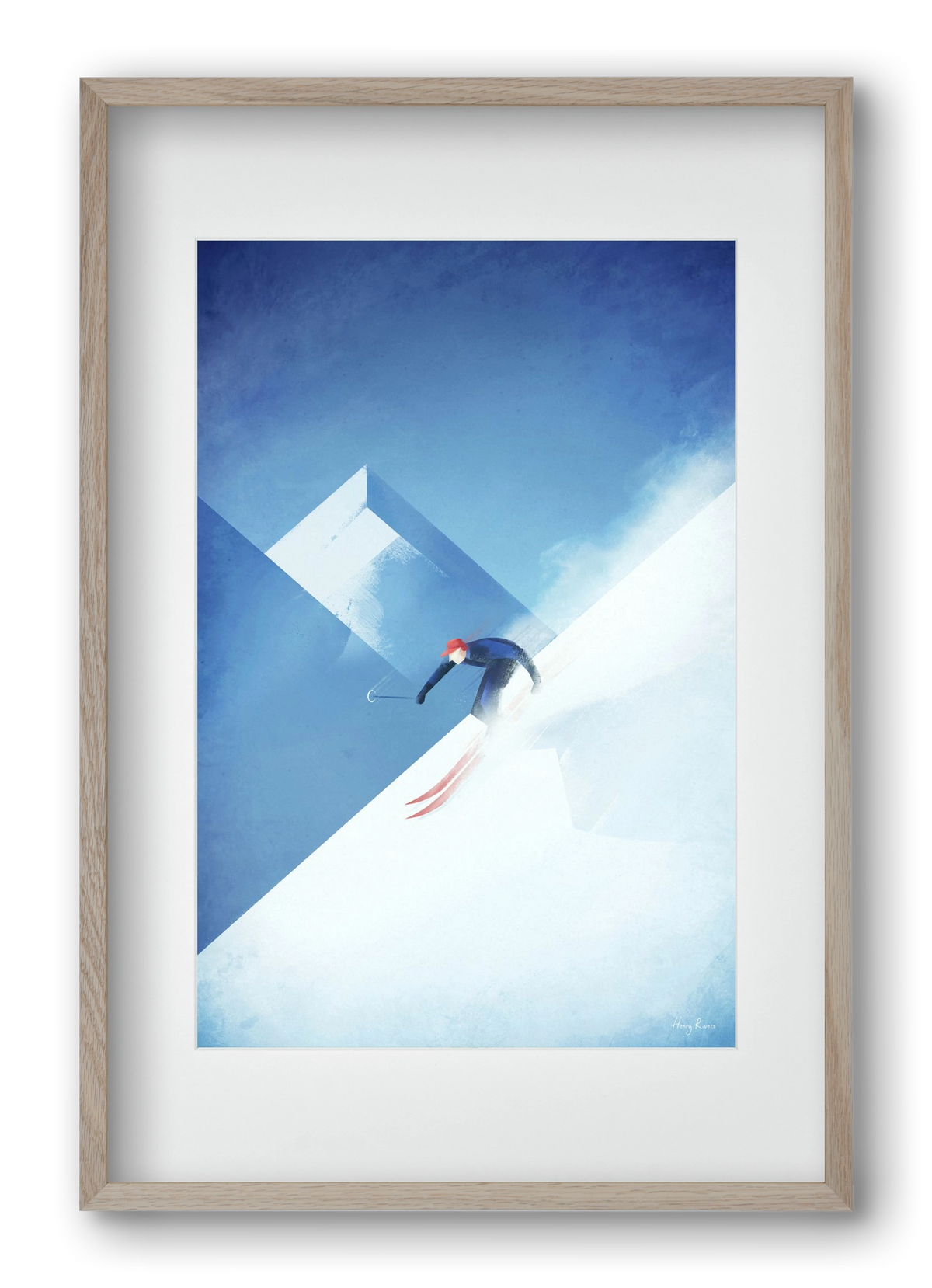 Skier, 40x60 cm (30x45 cm), Tölgy keret, paszpartuval