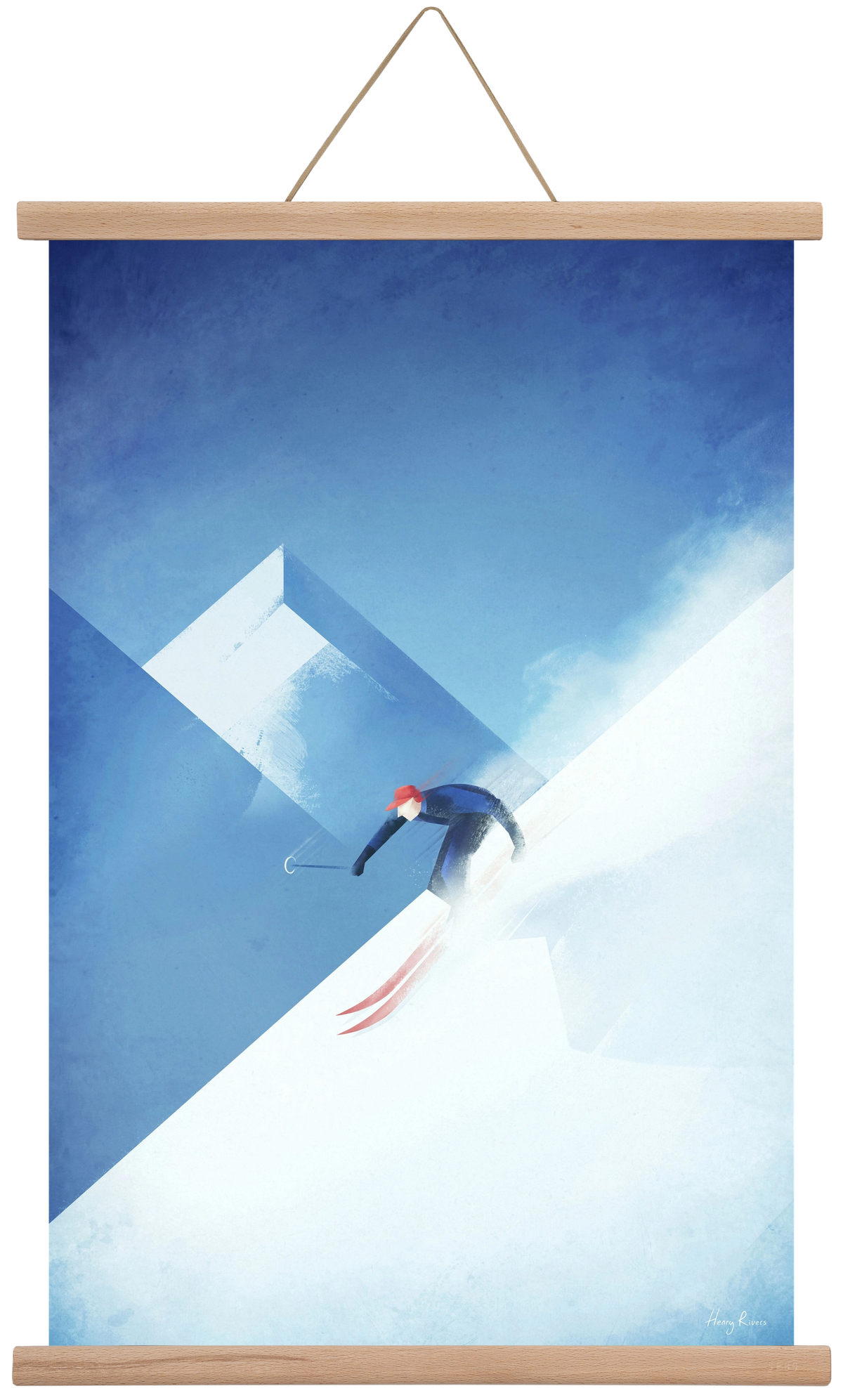 Skier, 40x60 cm (40x60 cm), Tölgy akasztó