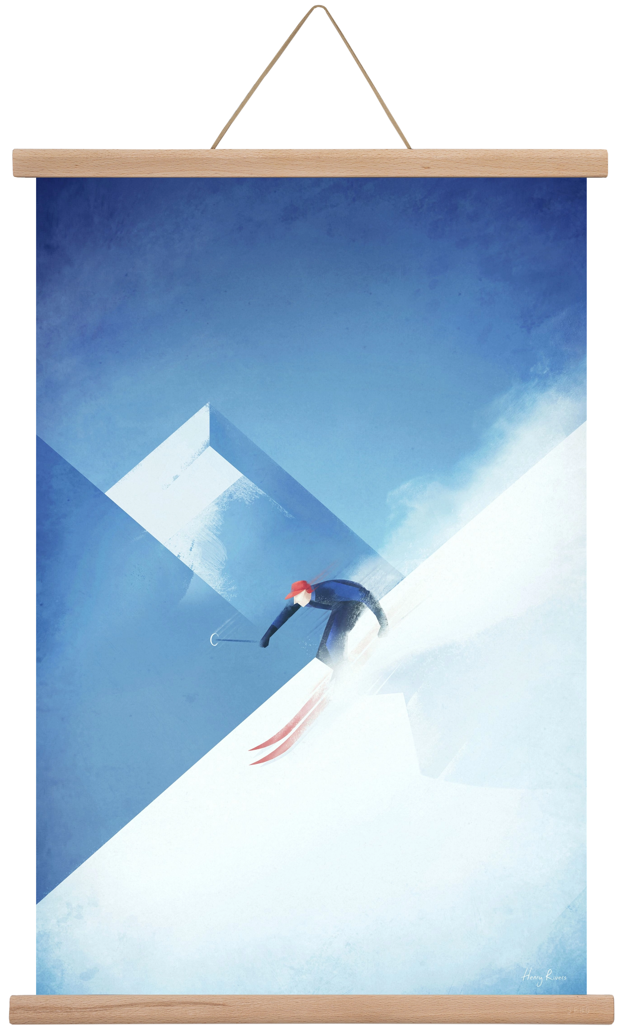 Skier, 40x60 cm (40x60 cm), Tölgy akasztó