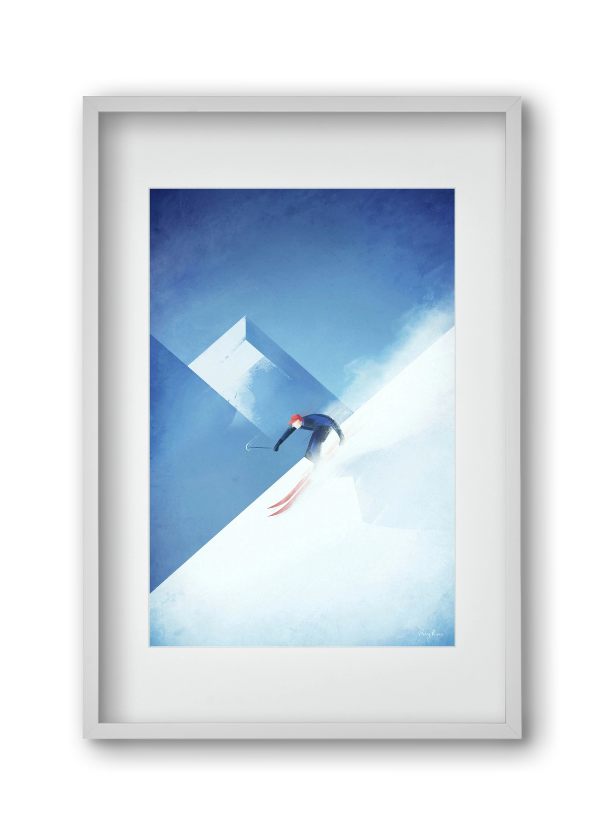 Skier, 30x45 cm (20x30 cm), Fehér keret, paszpartuval