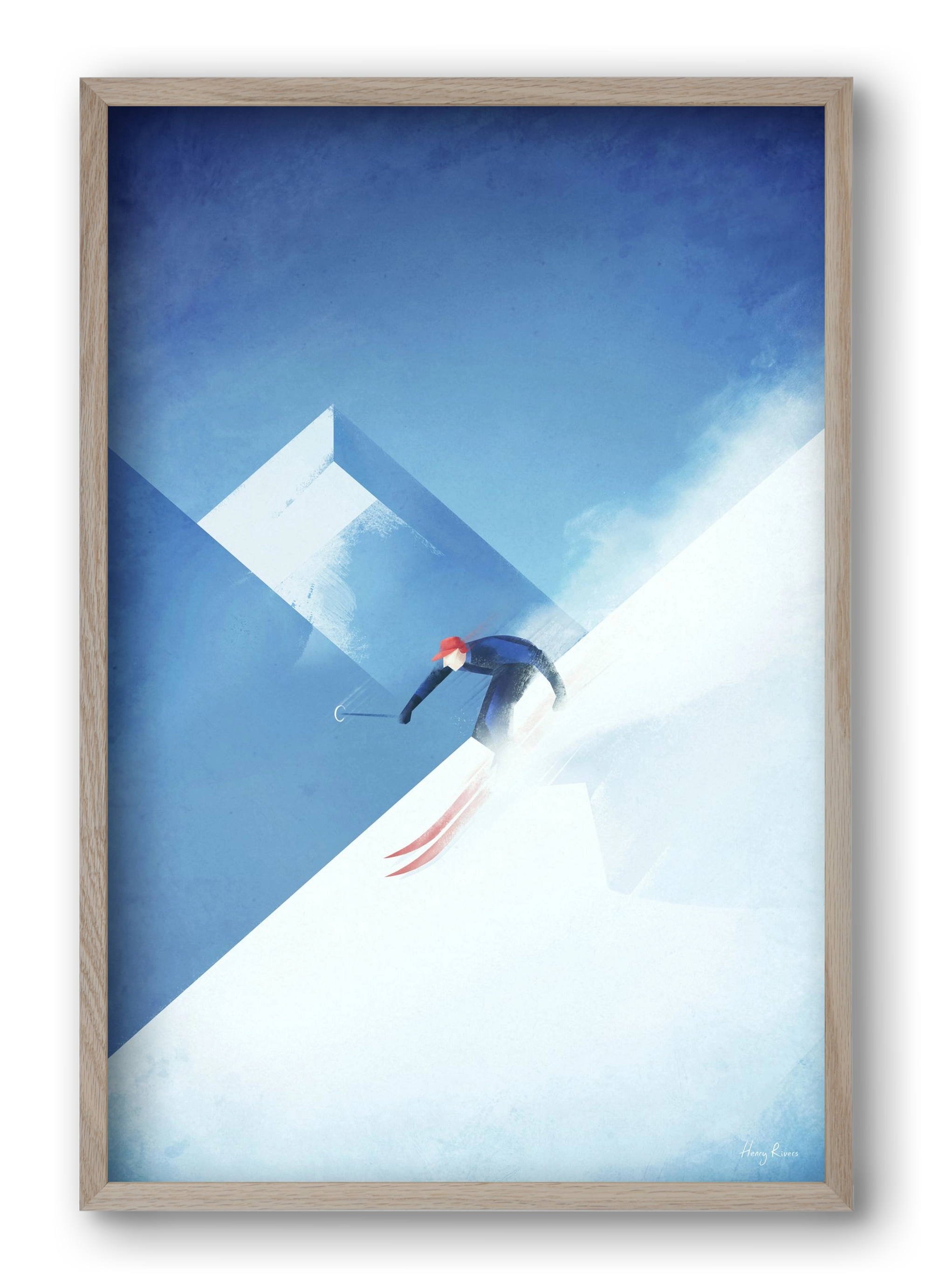 Skier, 40x60 cm (40x60 cm), Tölgy keret