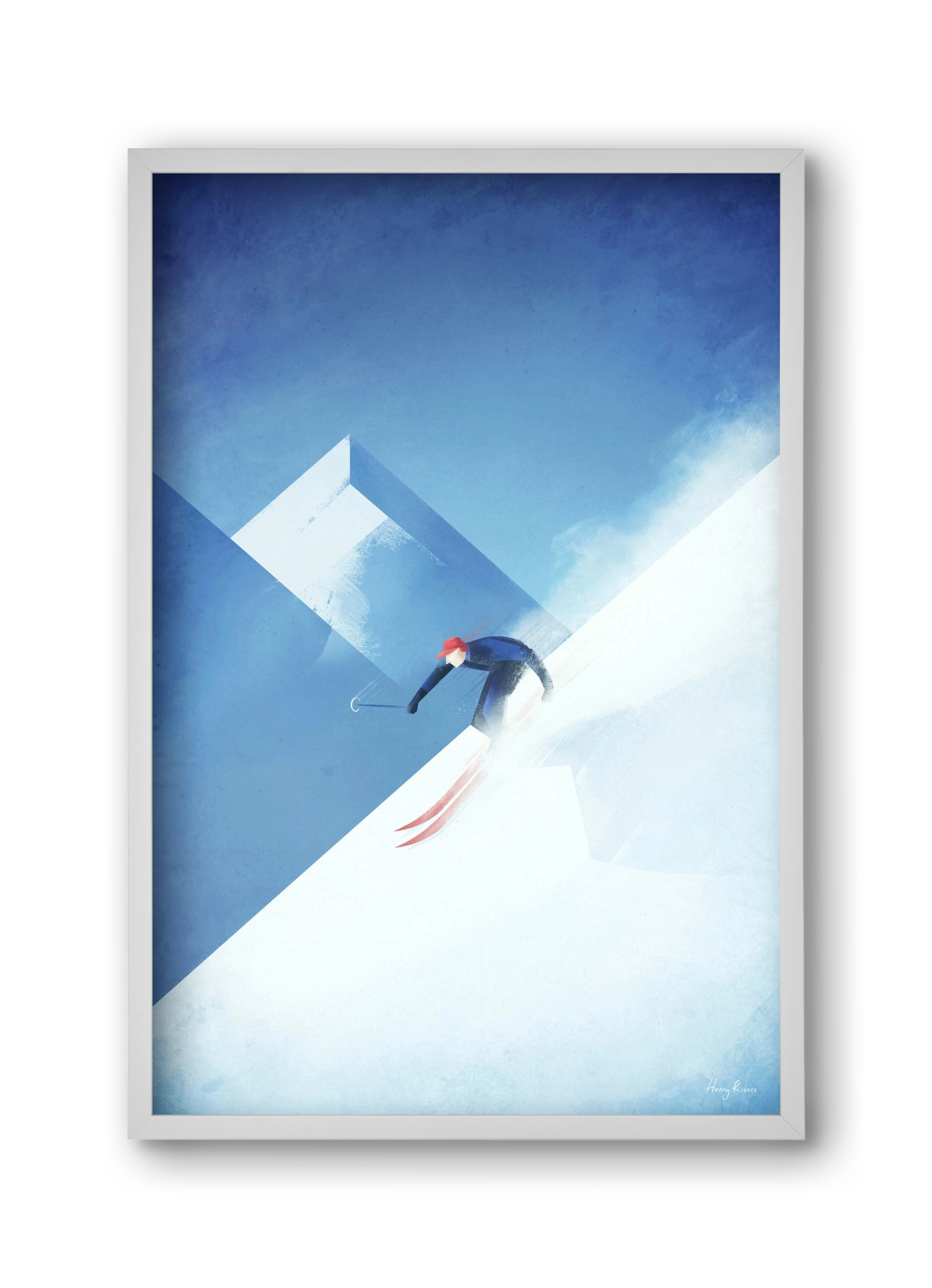 Skier, 30x45 cm (30x45 cm), Fehér keret