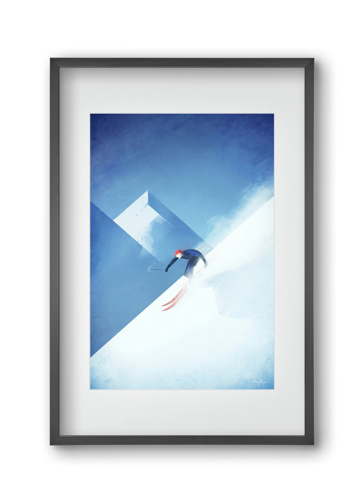 Skier, 30x45 cm (20x30 cm), Fekete keret, paszpartuval