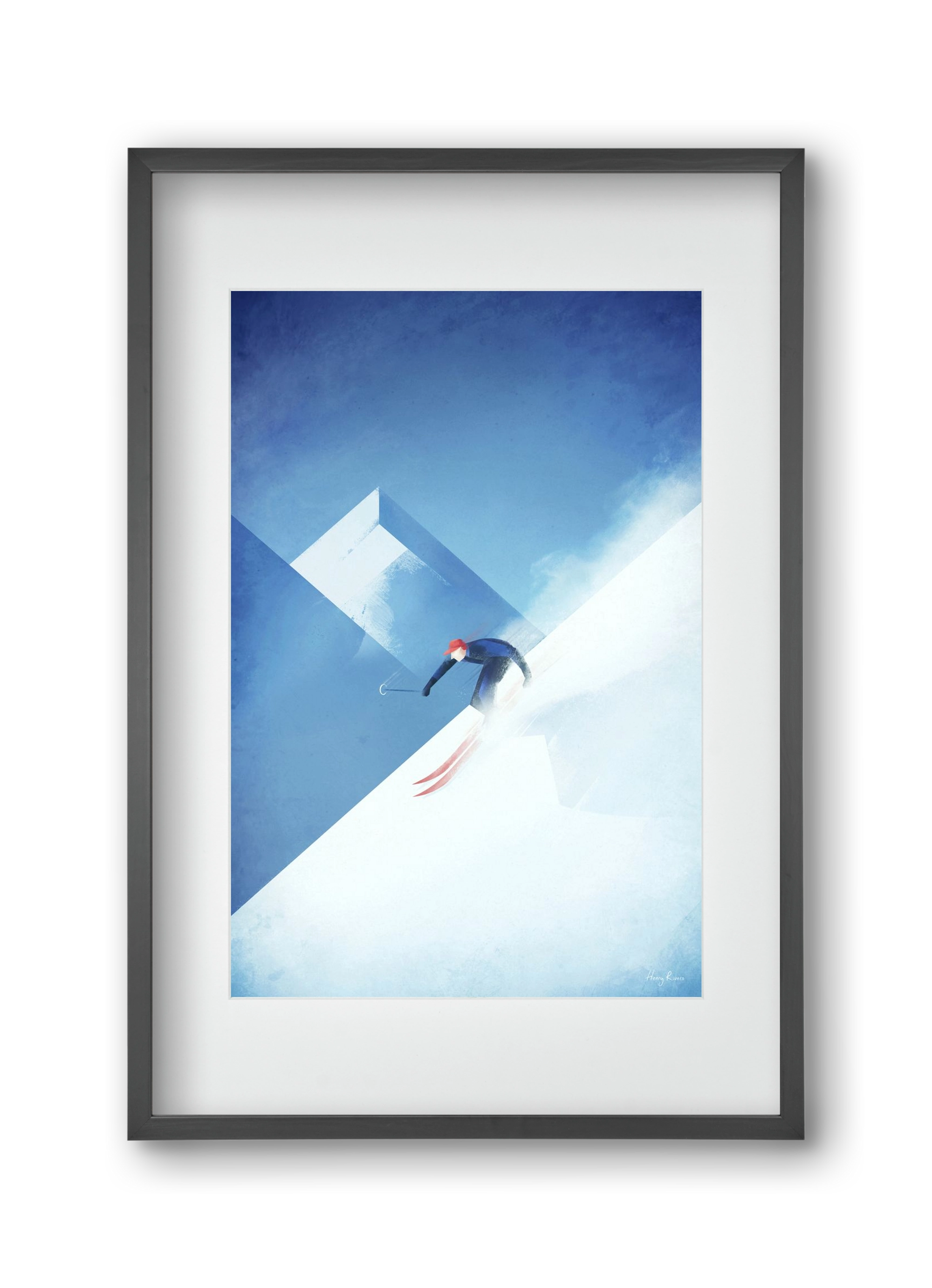 Skier, 30x45 cm (20x30 cm), Fekete keret, paszpartuval