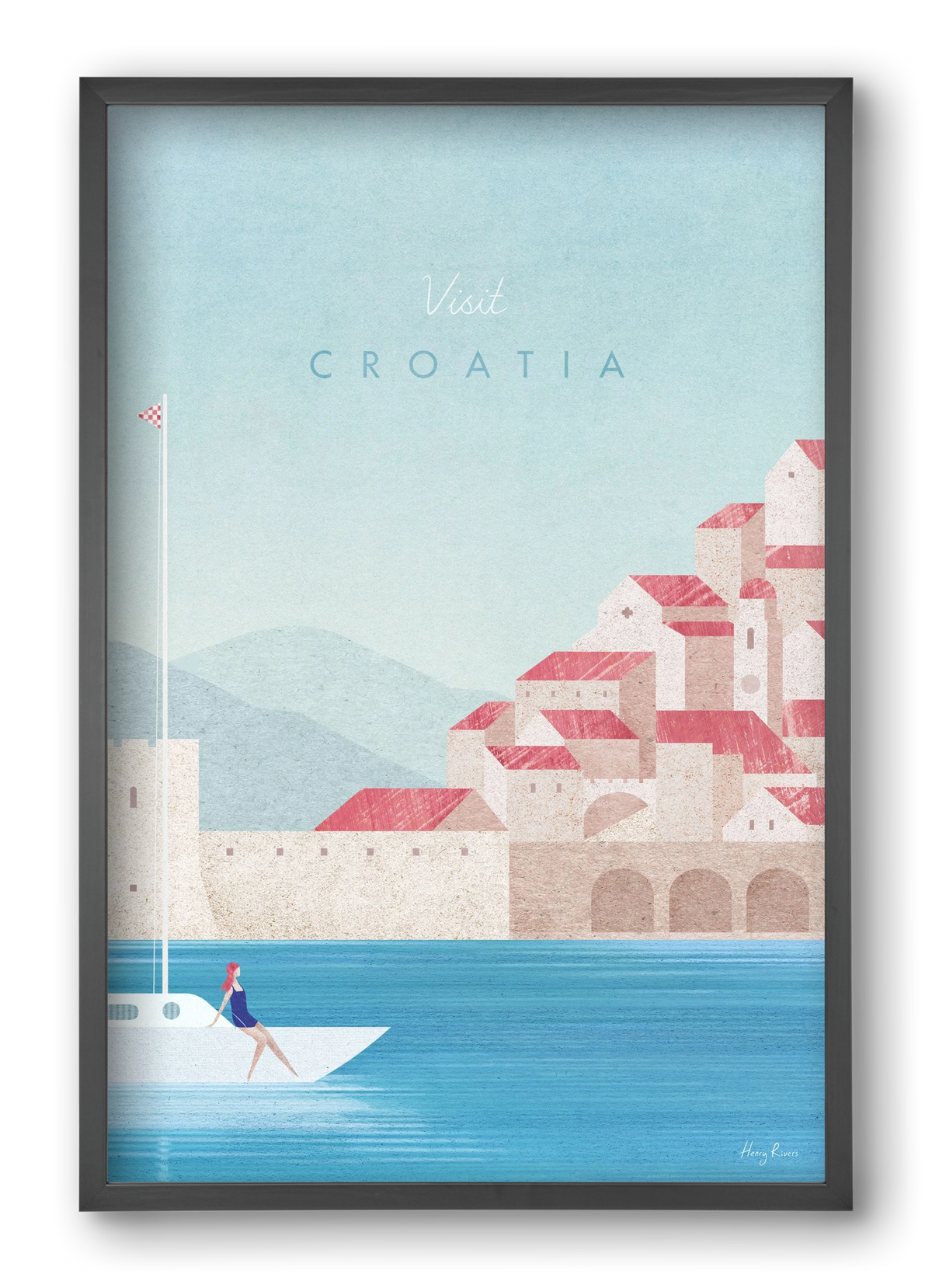 Croatia Travel Poster, 40x60 cm (40x60 cm), Fekete keret