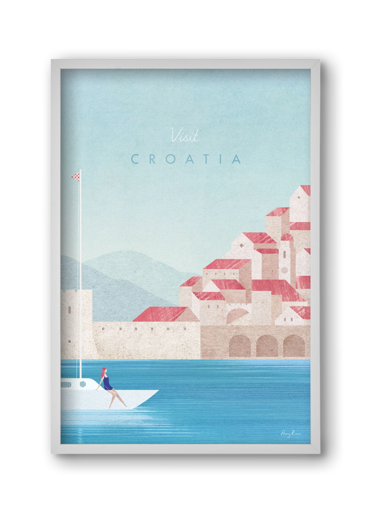 Croatia Travel Poster, 30x45 cm (30x45 cm), Fehér keret