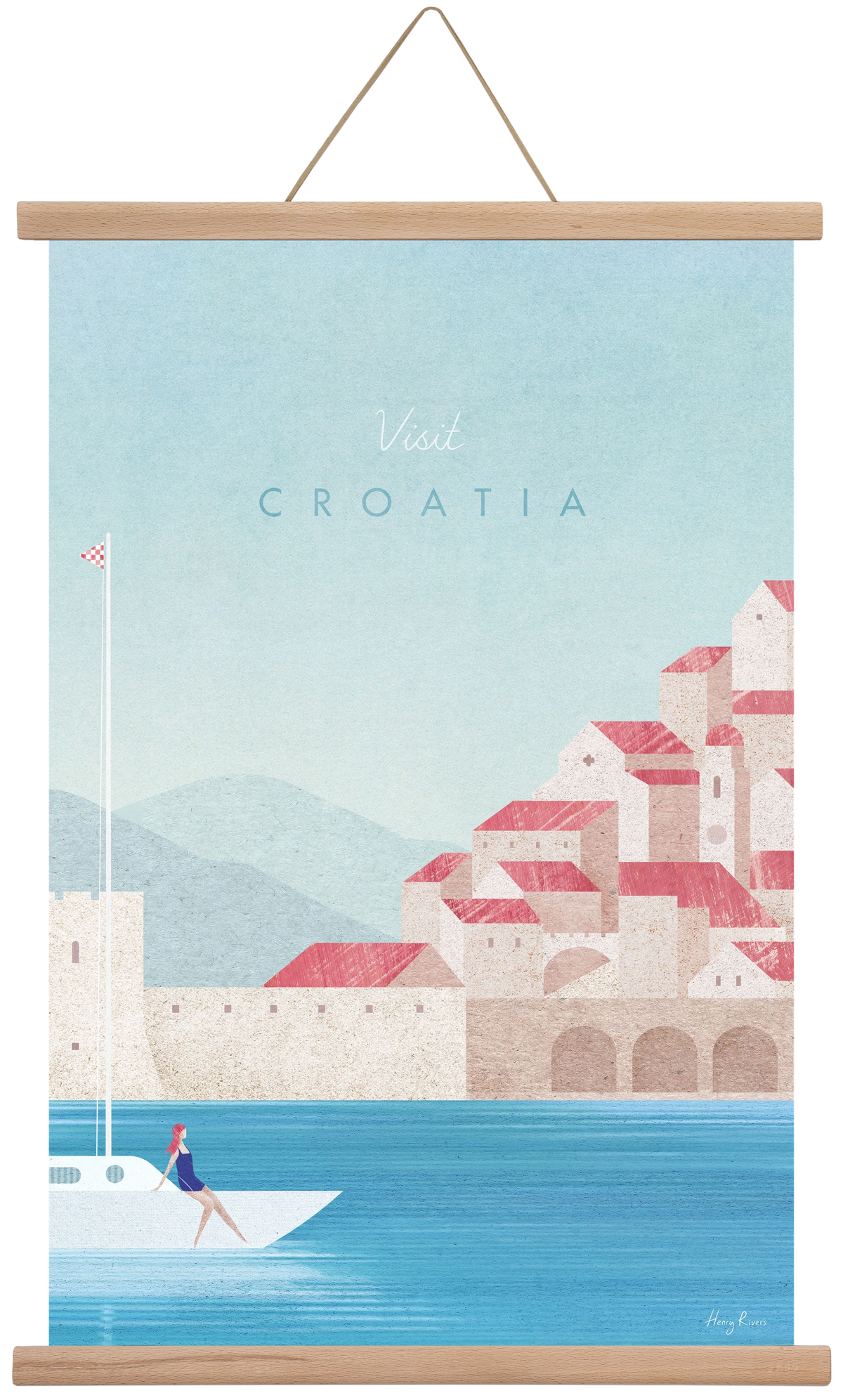 Croatia Travel Poster, 40x60 cm (40x60 cm), Tölgy akasztó