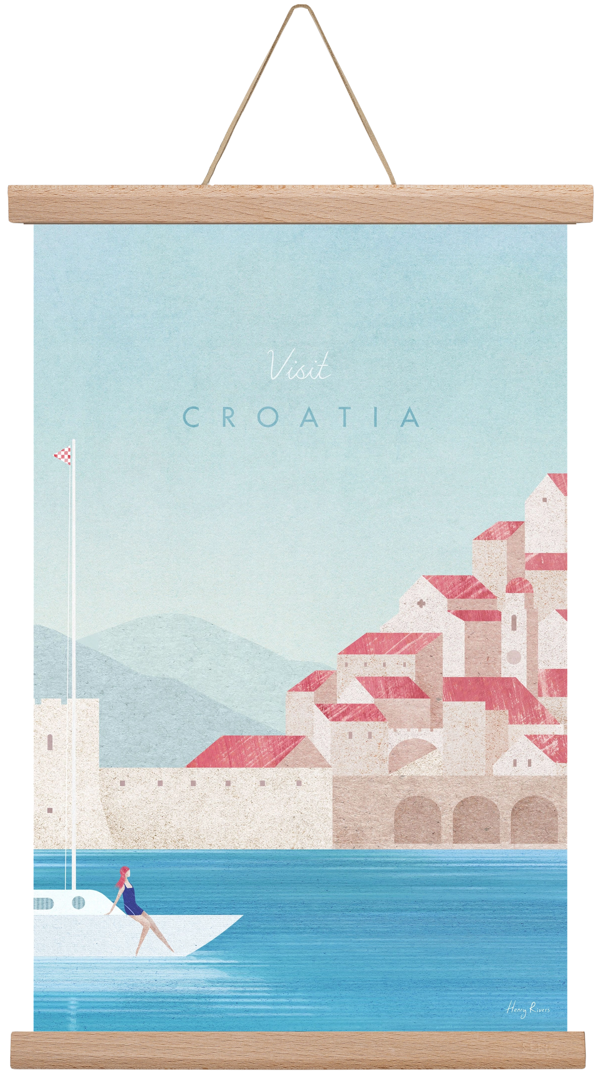Croatia Travel Poster, 30x45 cm (30x45 cm), Tölgy akasztó