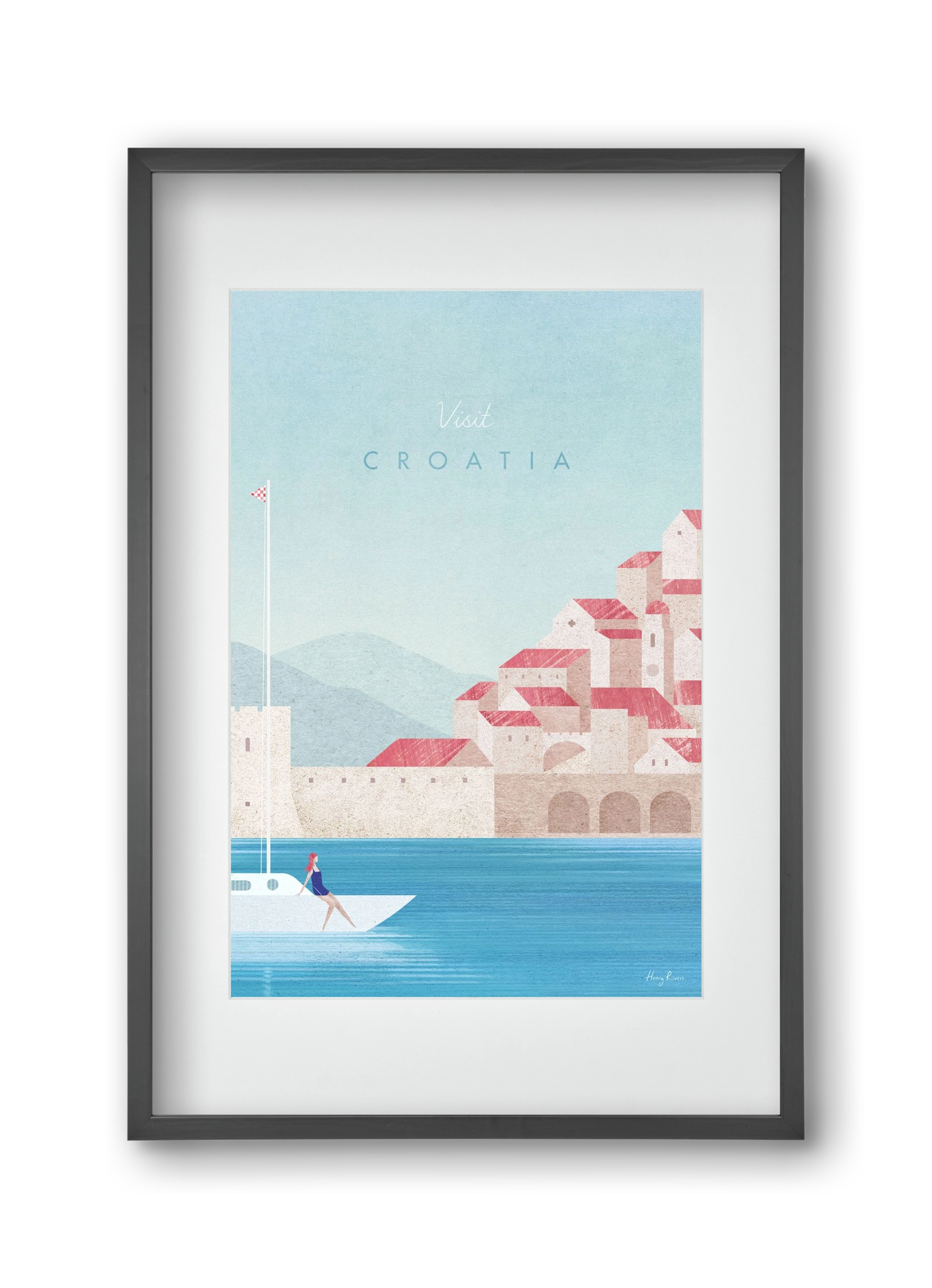 Croatia Travel Poster, 30x45 cm (20x30 cm), Fekete keret, paszpartuval