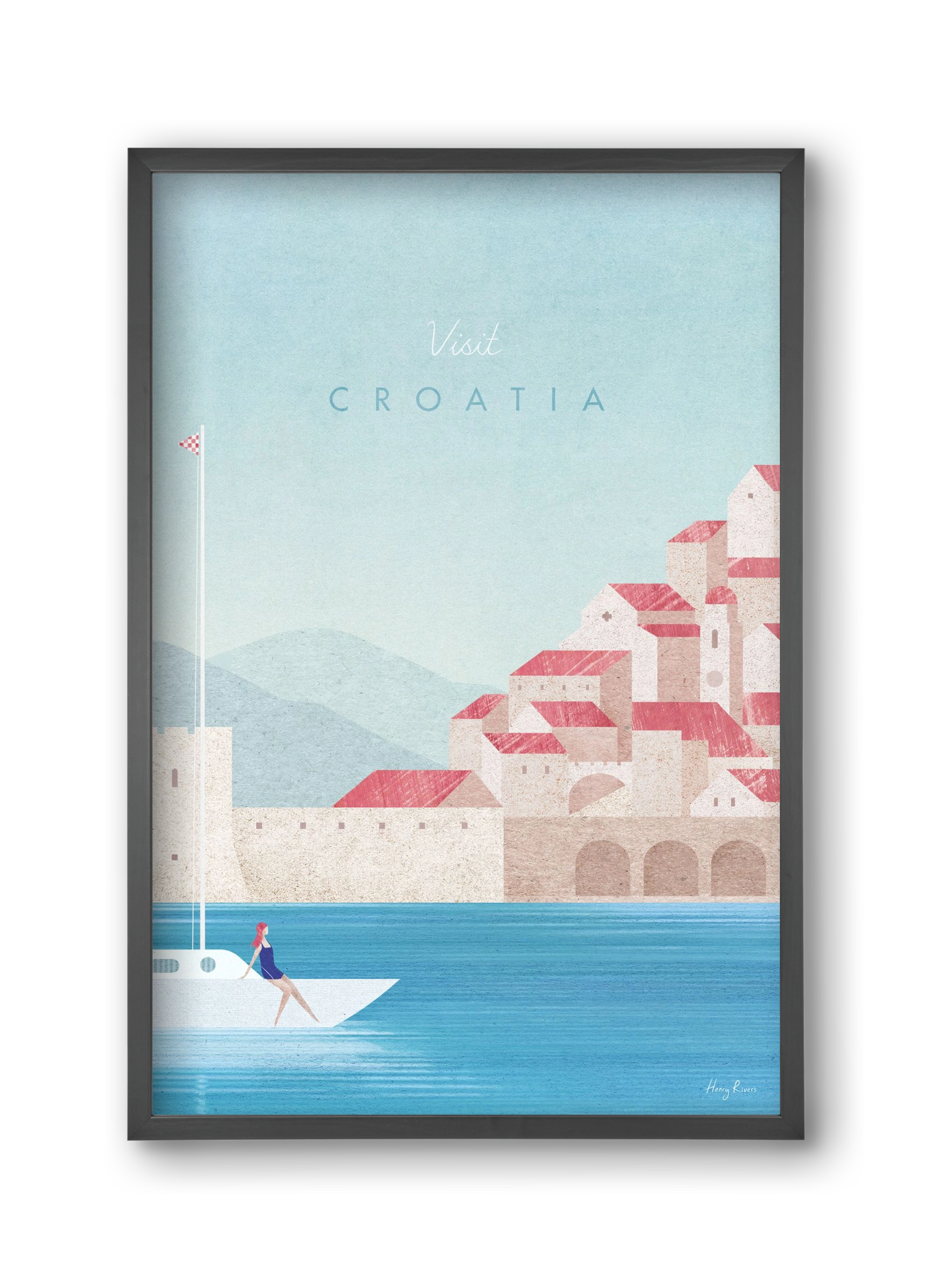 Croatia Travel Poster, 30x45 cm (30x45 cm), Fekete keret