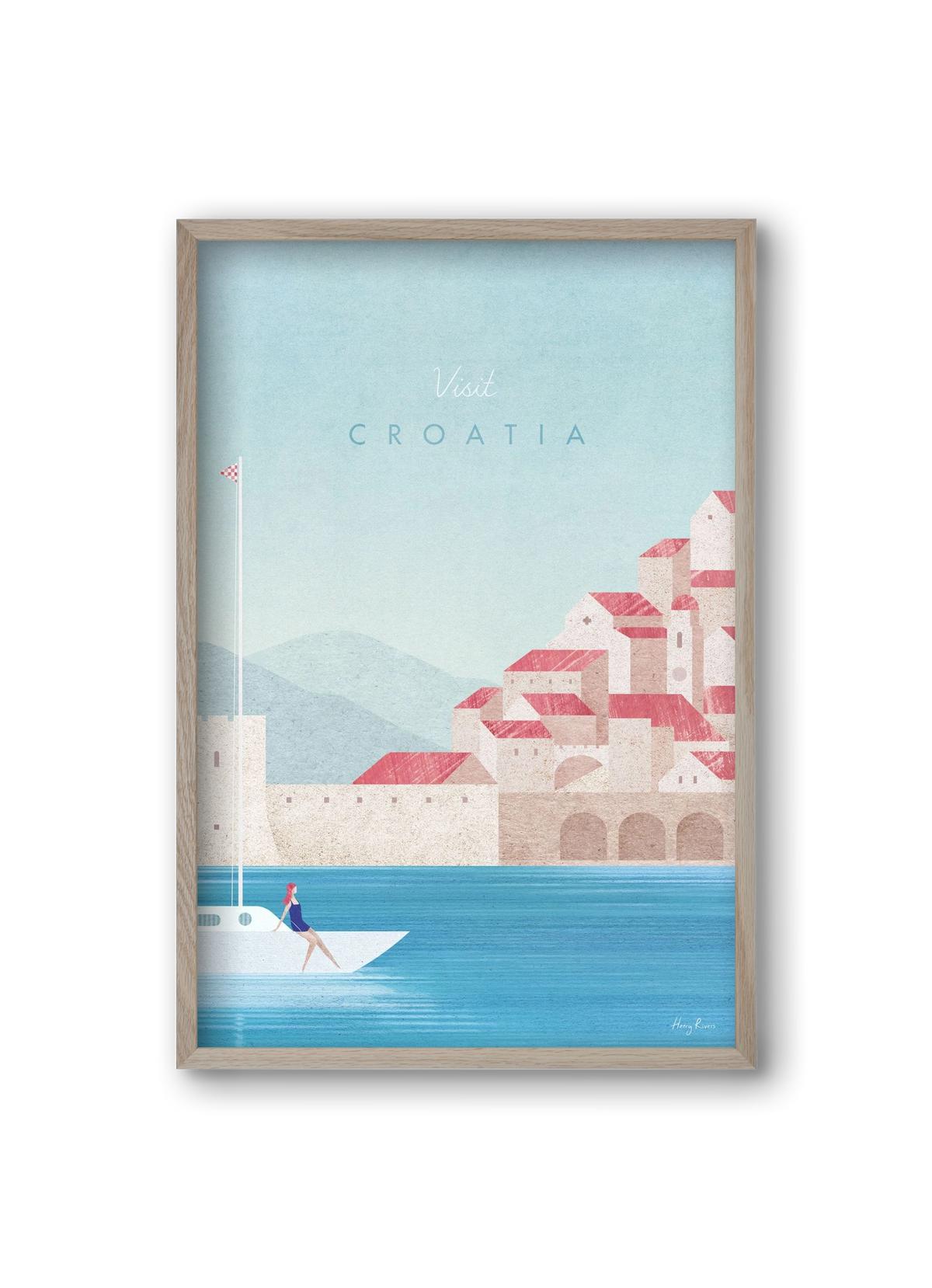 Croatia Travel Poster, 20x30 cm (20x30 cm), Tölgy keret