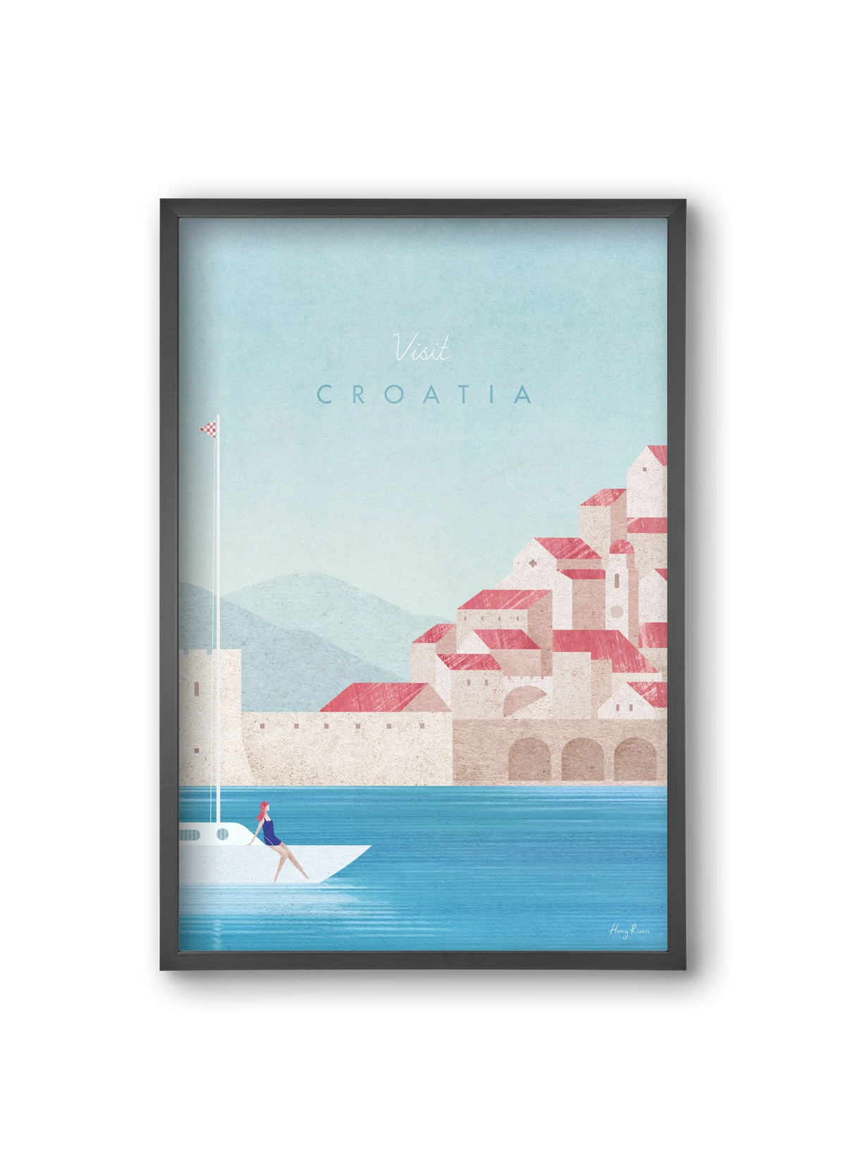 Croatia Travel Poster, 20x30 cm (20x30 cm), Fekete keret