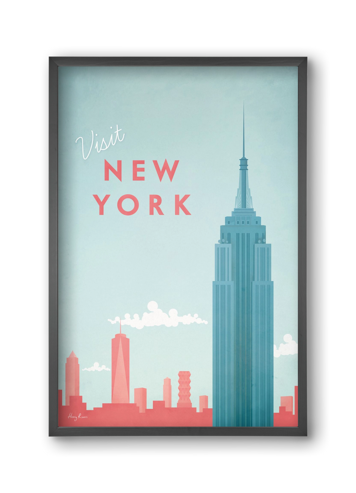 New York Travel Poster, 30x45 cm (30x45 cm), Fekete keret