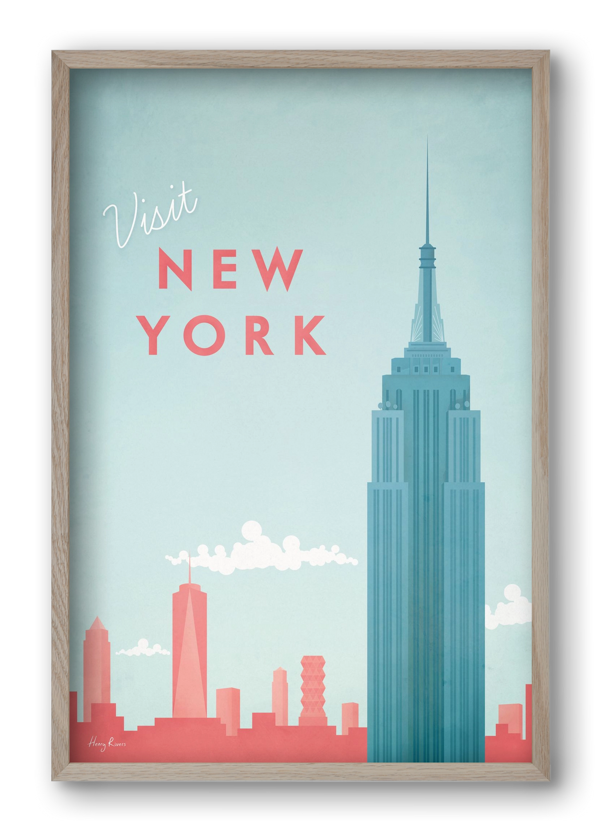 New York Travel Poster, 40x60 cm (40x60 cm), Tölgy keret