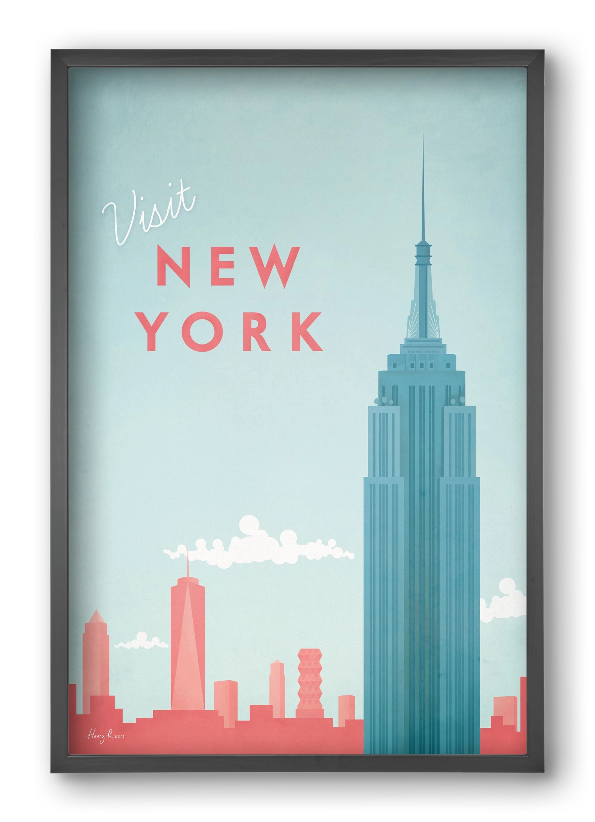 New York Travel Poster, 40x60 cm (40x60 cm), Fekete keret
