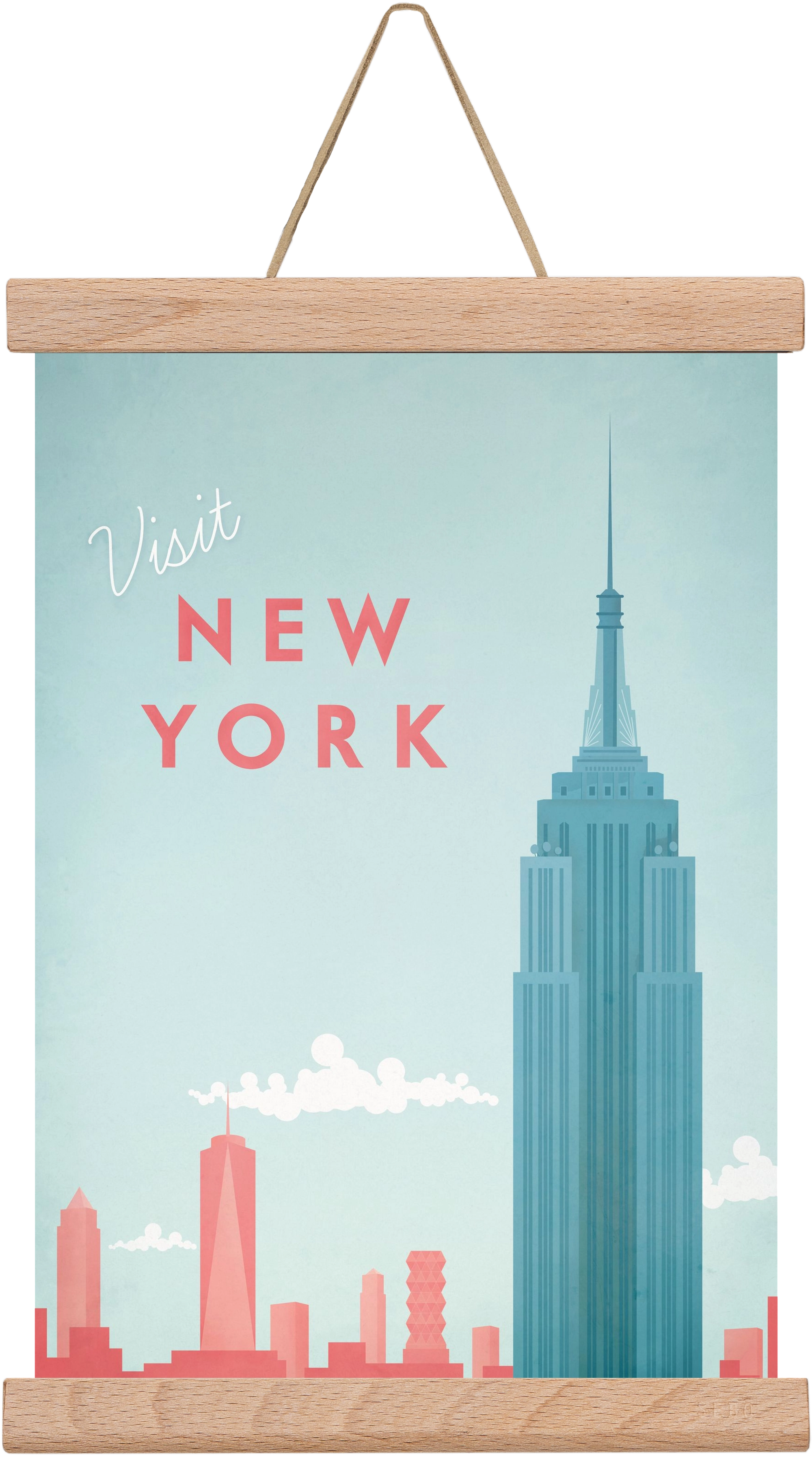 New York Travel Poster, 20x30 cm (20x30 cm), Tölgy akasztó