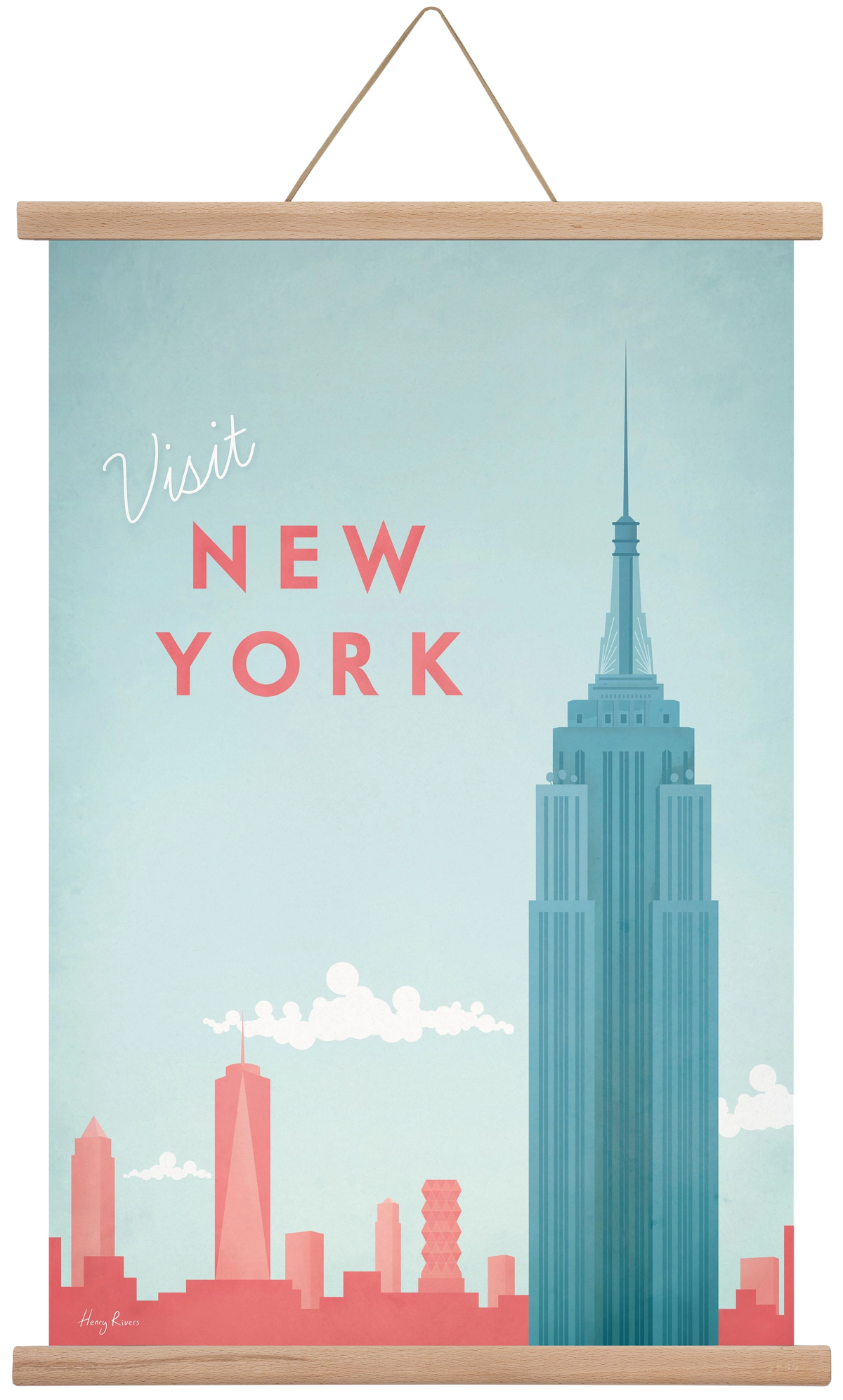 New York Travel Poster, 40x60 cm (40x60 cm), Tölgy akasztó