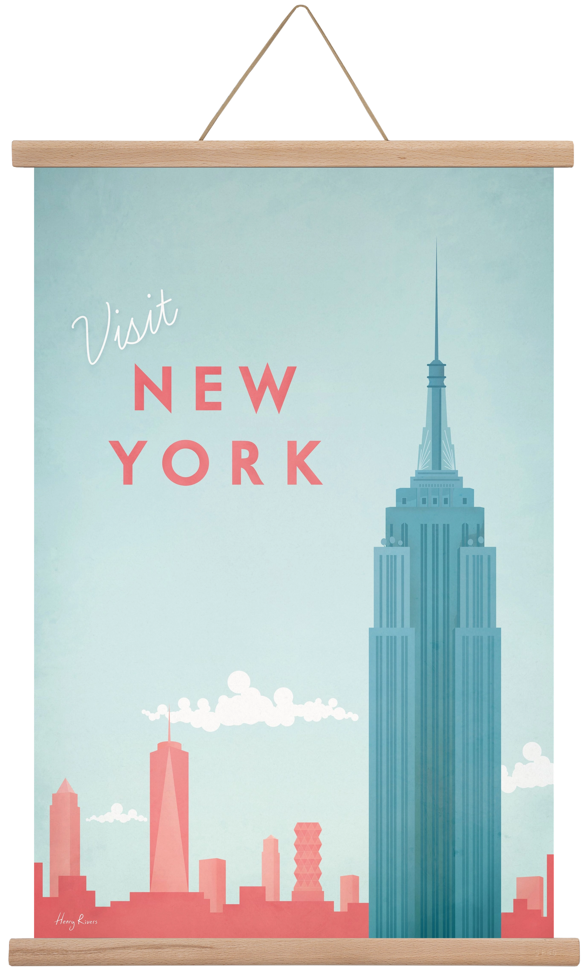 New York Travel Poster, 40x60 cm (40x60 cm), Tölgy akasztó