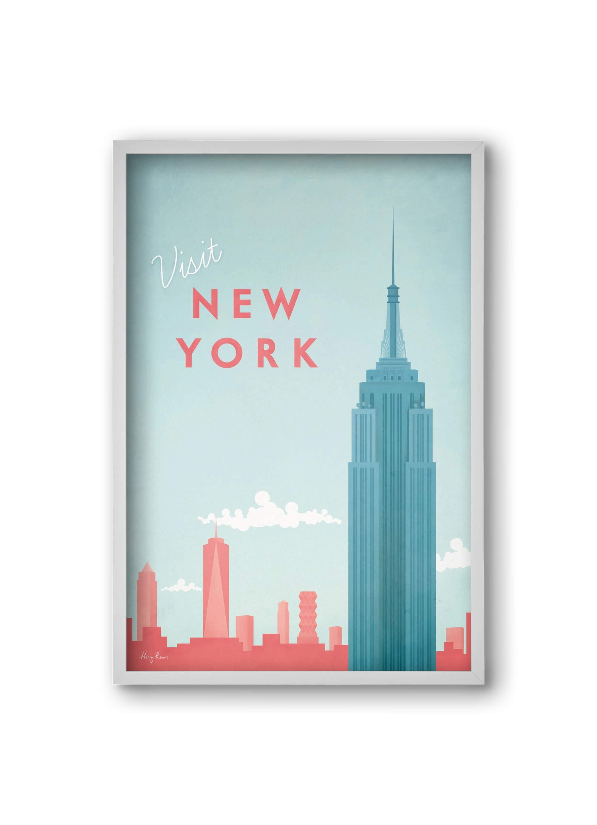 New York Travel Poster, 20x30 cm (20x30 cm), Fehér keret