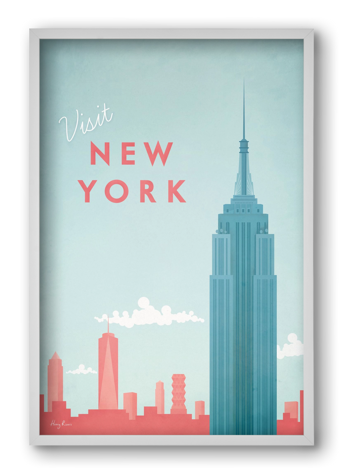 New York Travel Poster, 40x60 cm (40x60 cm), Fehér keret