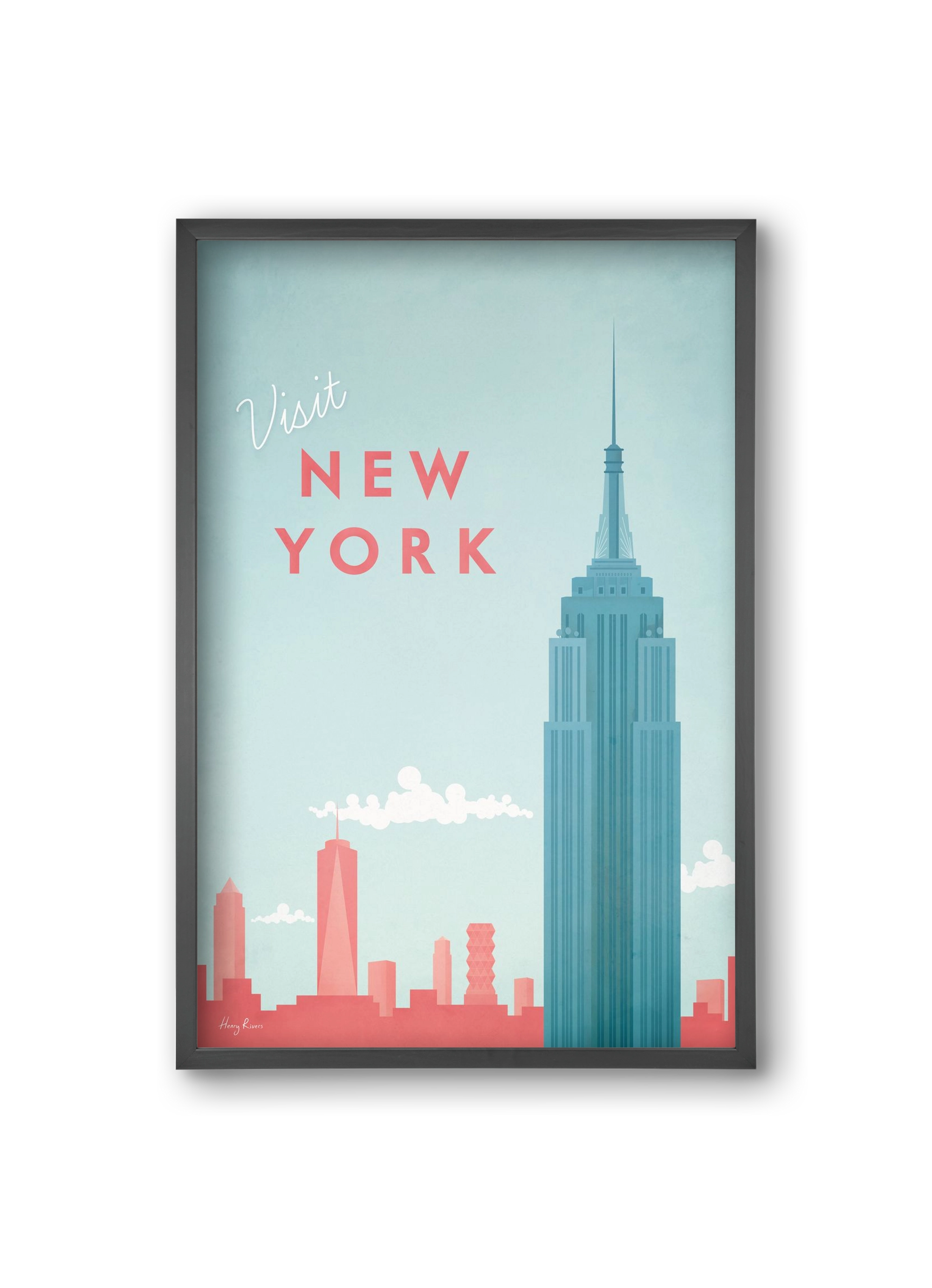 New York Travel Poster, 20x30 cm (20x30 cm), Fekete keret