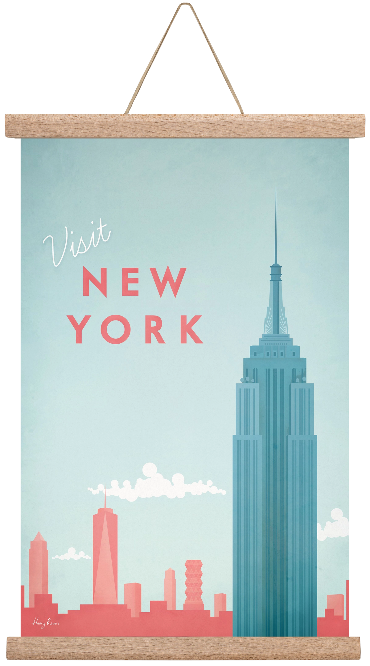 New York Travel Poster, 30x45 cm (30x45 cm), Tölgy akasztó