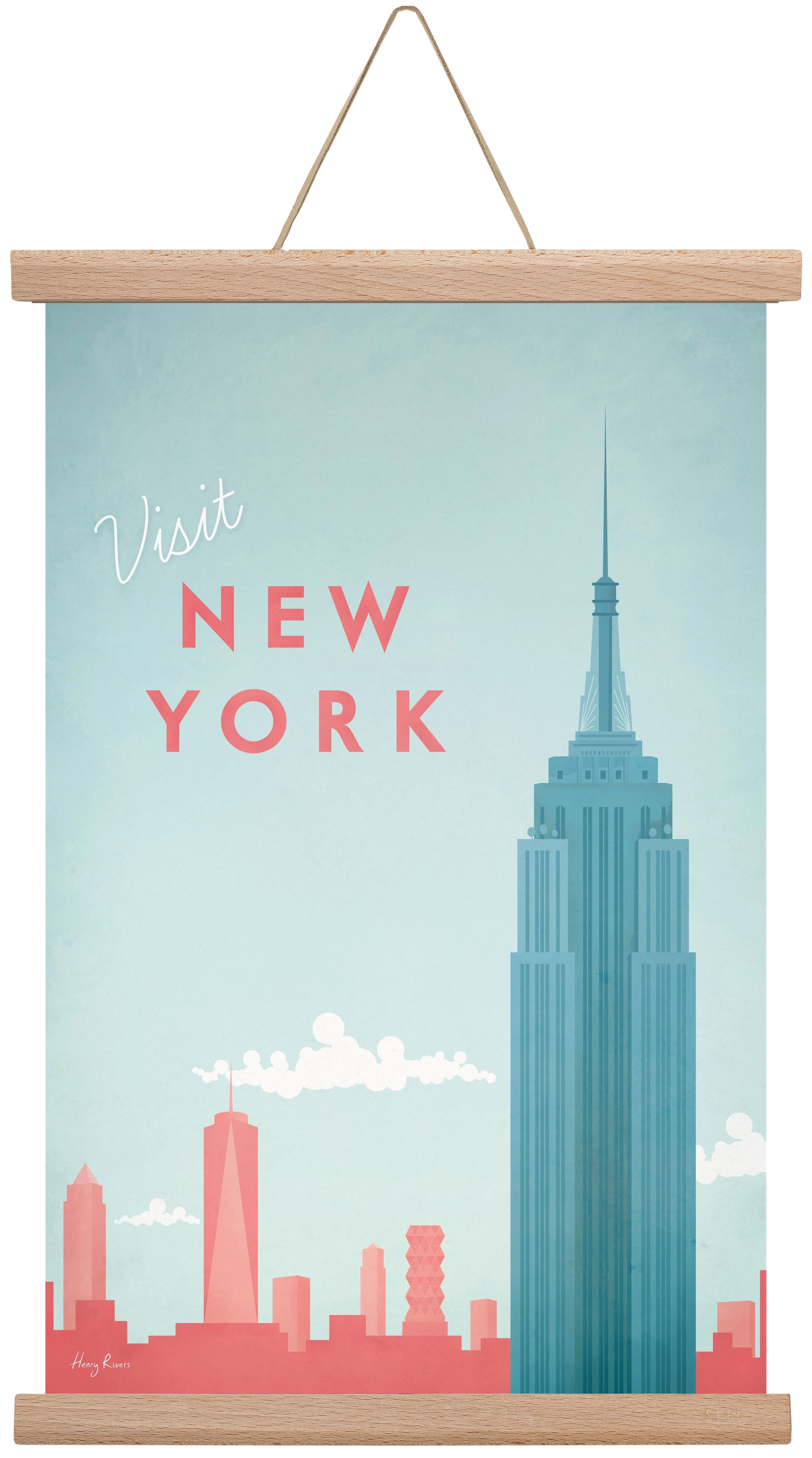 New York Travel Poster, 30x45 cm (30x45 cm), Tölgy akasztó
