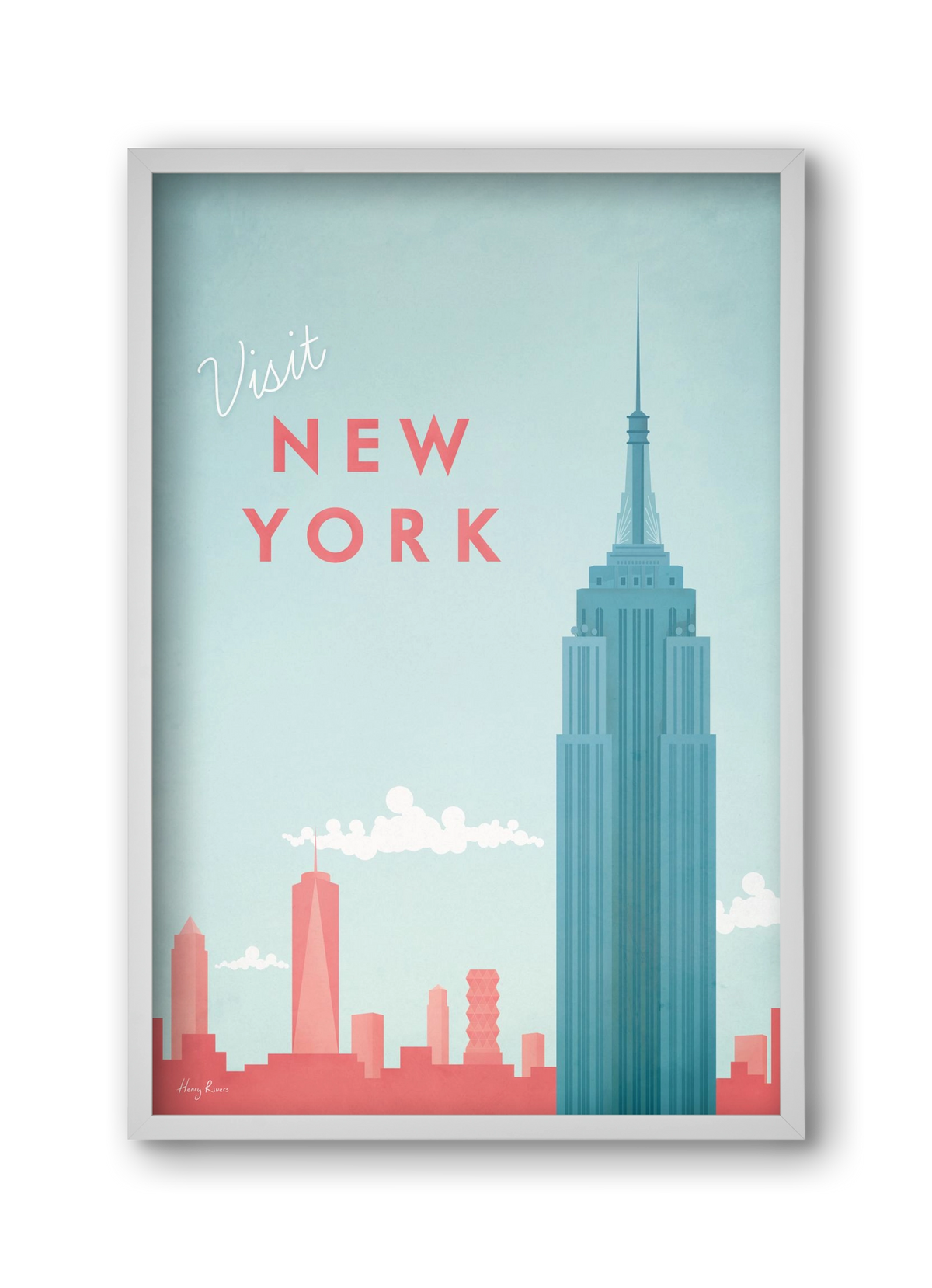 New York Travel Poster, 30x45 cm (30x45 cm), Fehér keret
