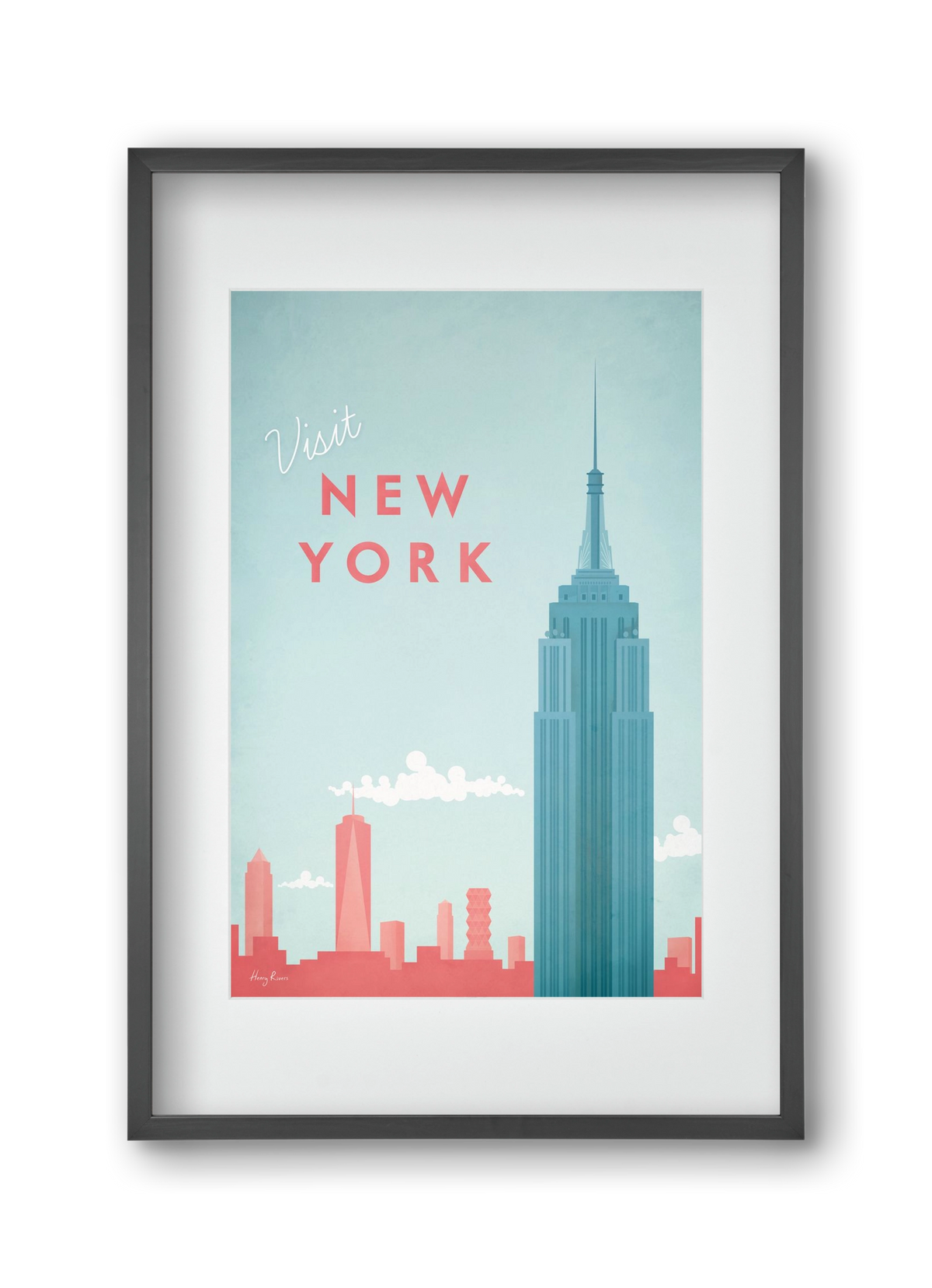 New York Travel Poster, 30x45 cm (20x30 cm), Fekete keret, paszpartuval